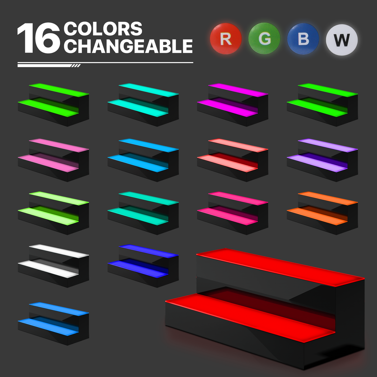 16" LED Lighted 2 Tier Back Pub Bar Liquor Bottle Display Shelf w/Remote Control