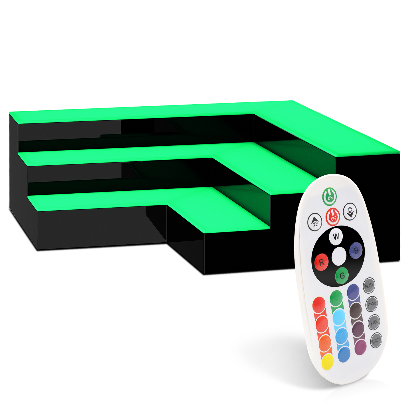 16" LED Lighted Shelving 2 Step Bar Liquor Bottle Display Shelf w/Remote Control