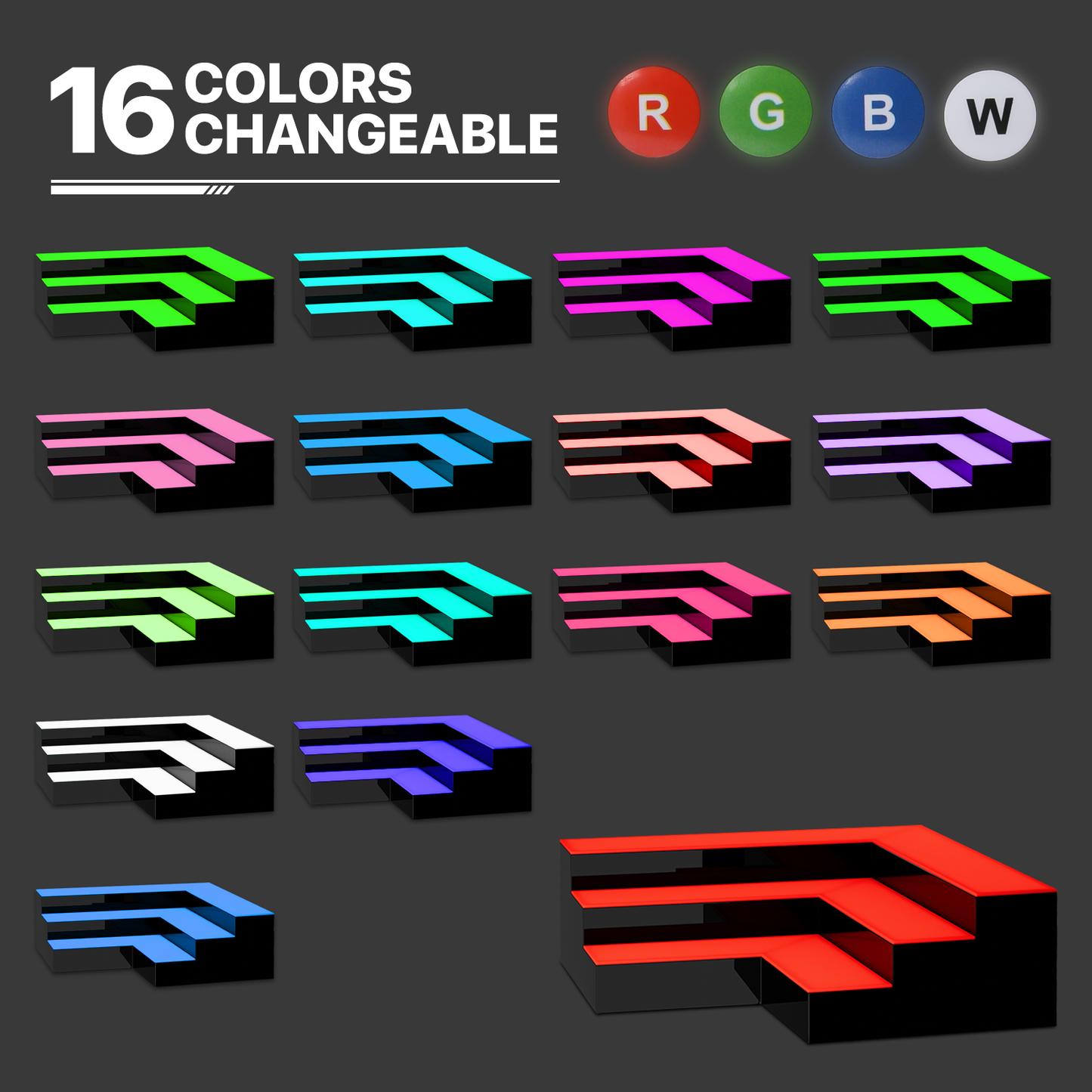 16" LED Lighted Shelving 2 Step Bar Liquor Bottle Display Shelf w/Remote Control