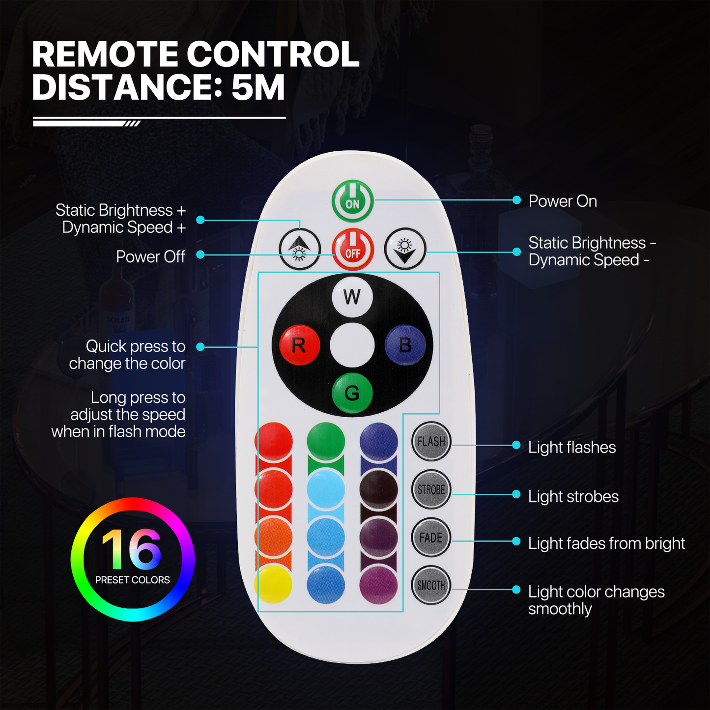 16" LED Lighted Shelving 2 Step Bar Liquor Bottle Display Shelf w/Remote Control
