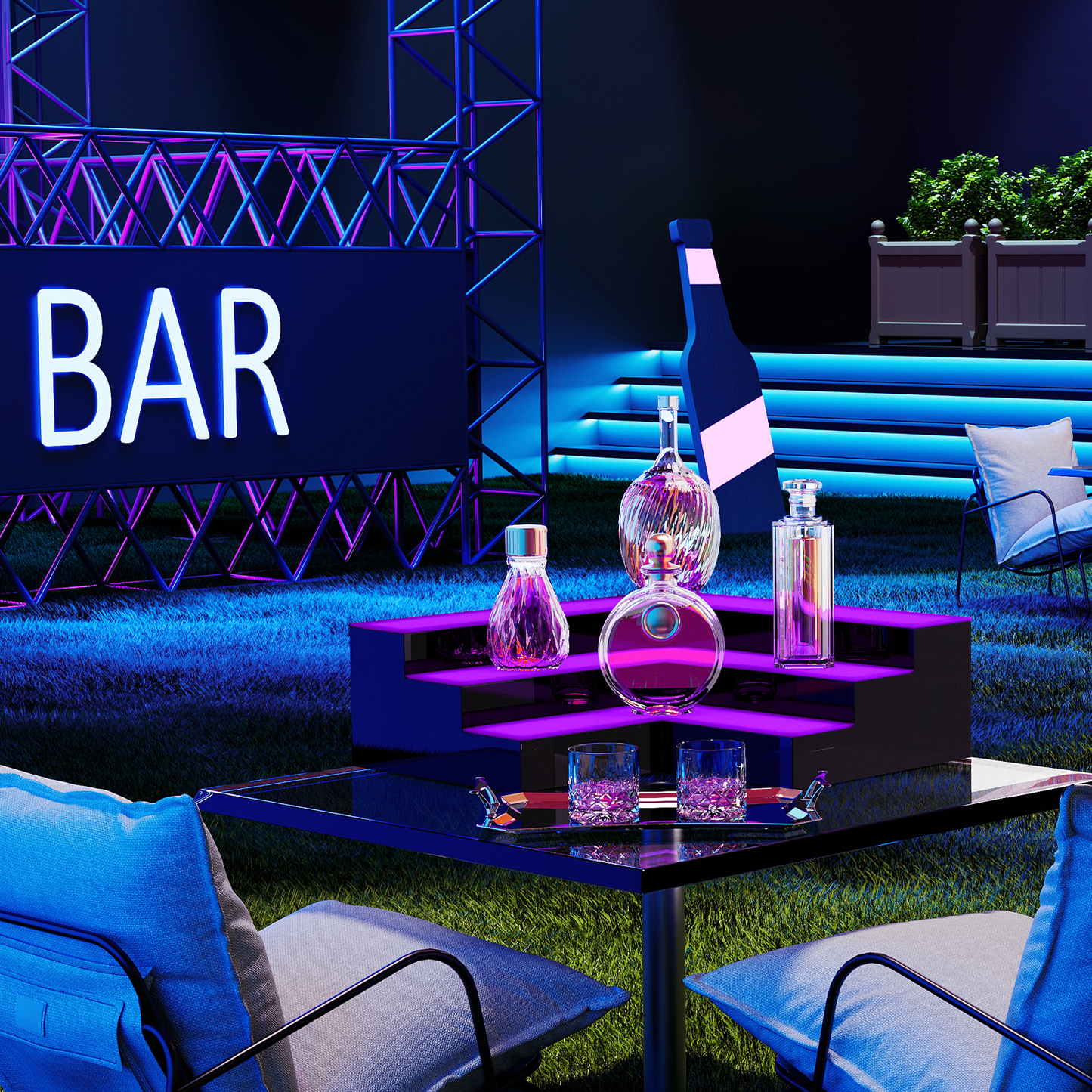 16" LED Lighted Shelving 2 Step Bar Liquor Bottle Display Shelf w/Remote Control