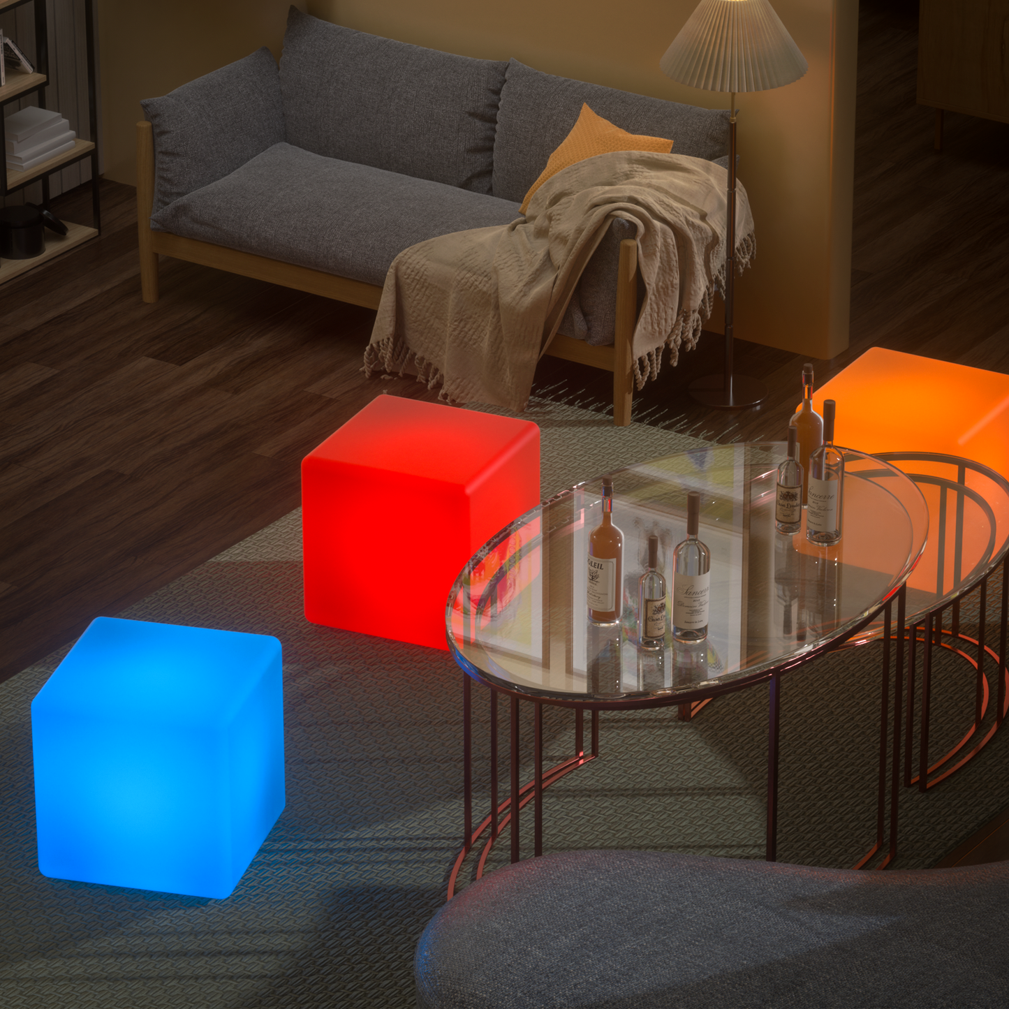 LED - Stool - 12''Cube - 16 Colors Remote Control