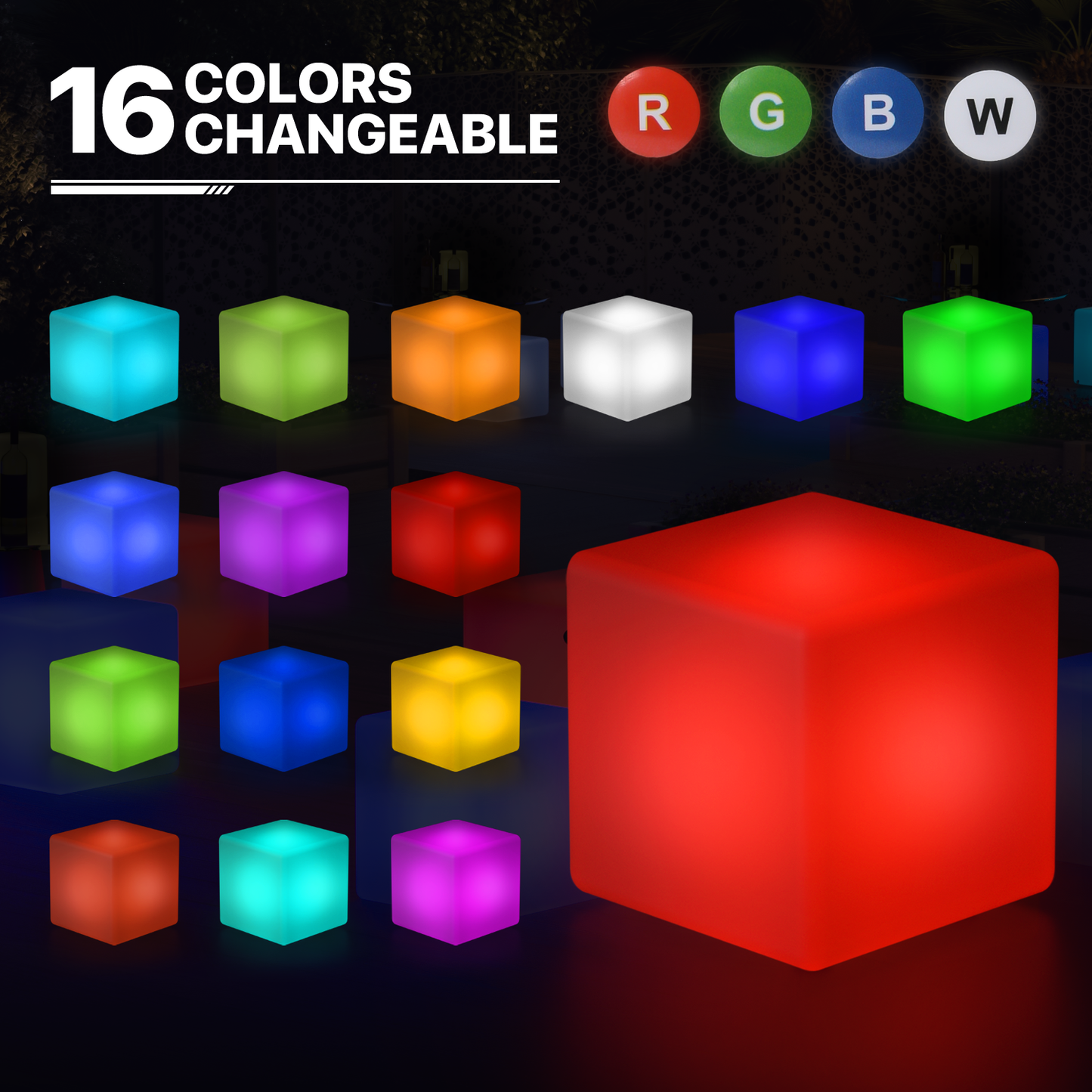 LED - Stool - 12''Cube - 16 Colors Remote Control