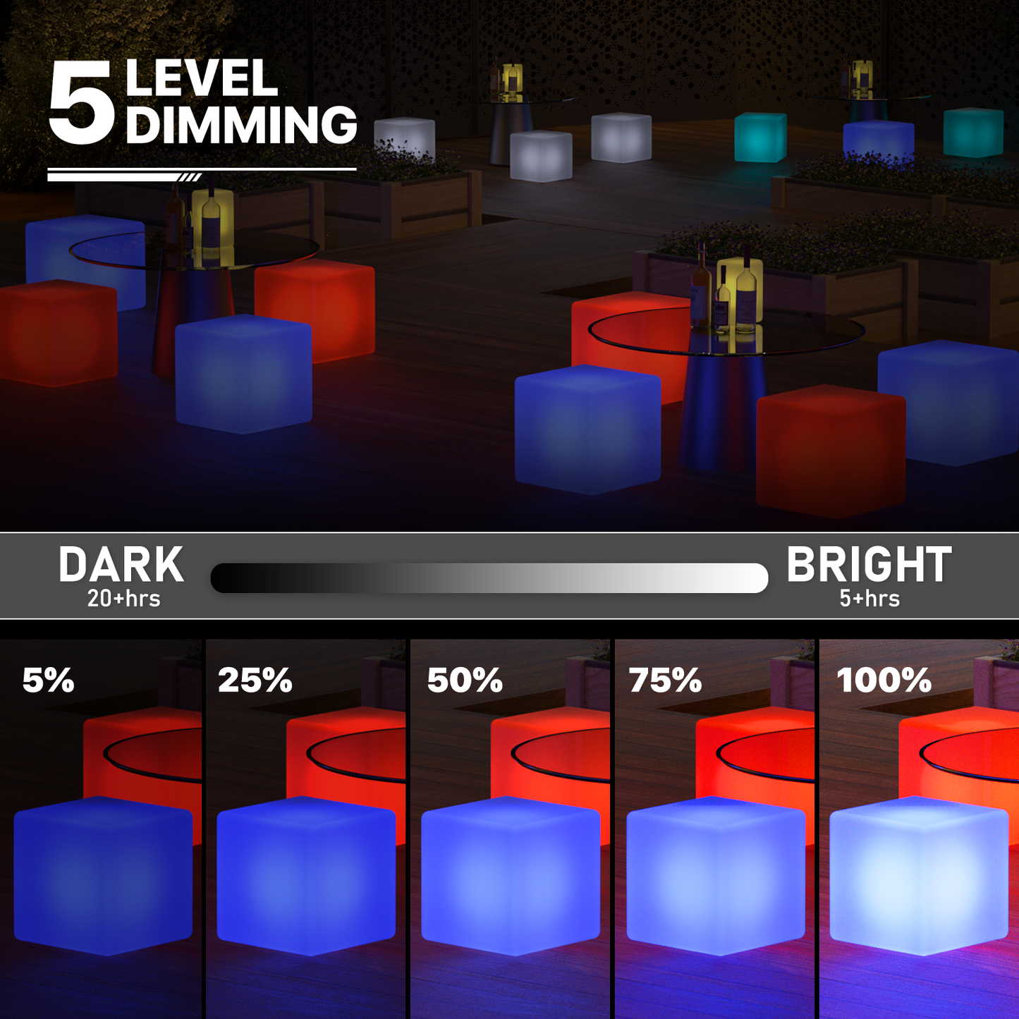 LED - Stool - 12''Cube - 16 Colors Remote Control