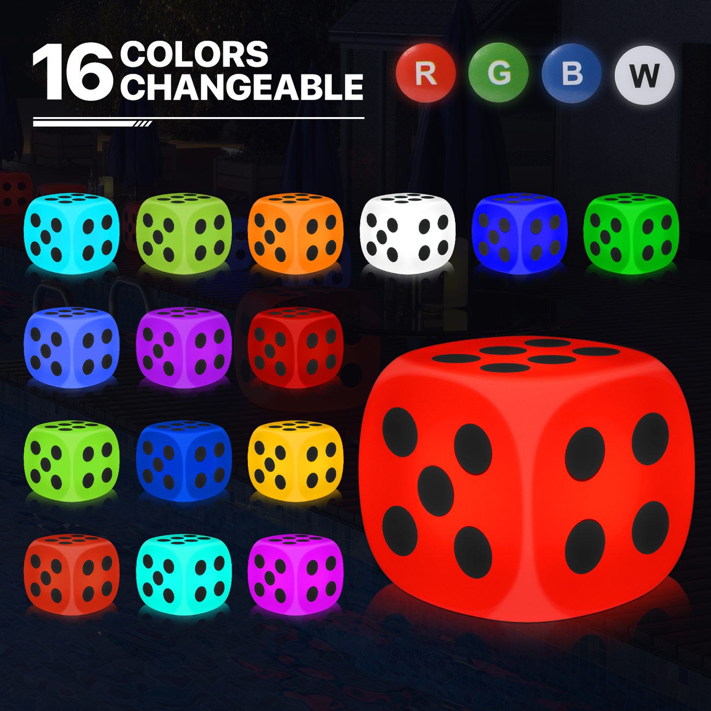 LED - Stool - Dice Cube - 16 Colors Remote Control