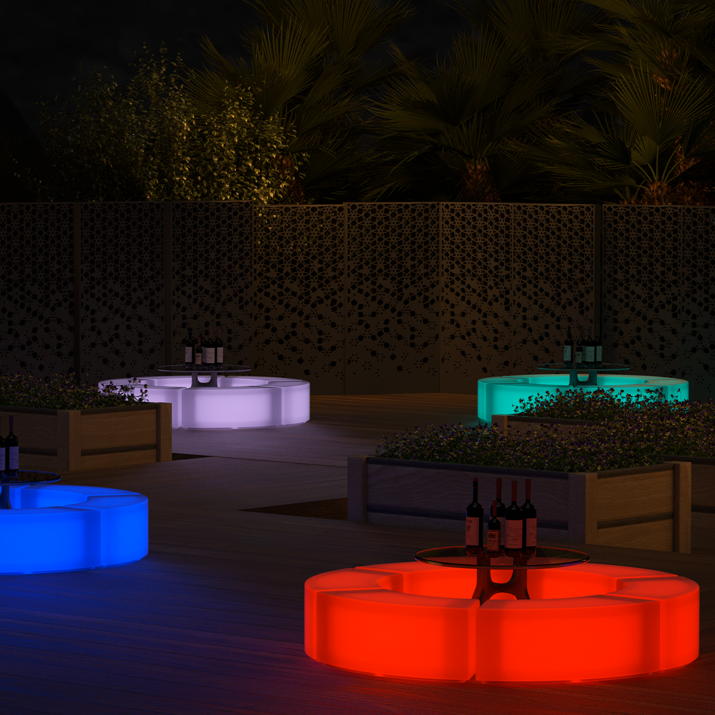 LED - Chair - Curved Bench - 16 Colors Remote Control