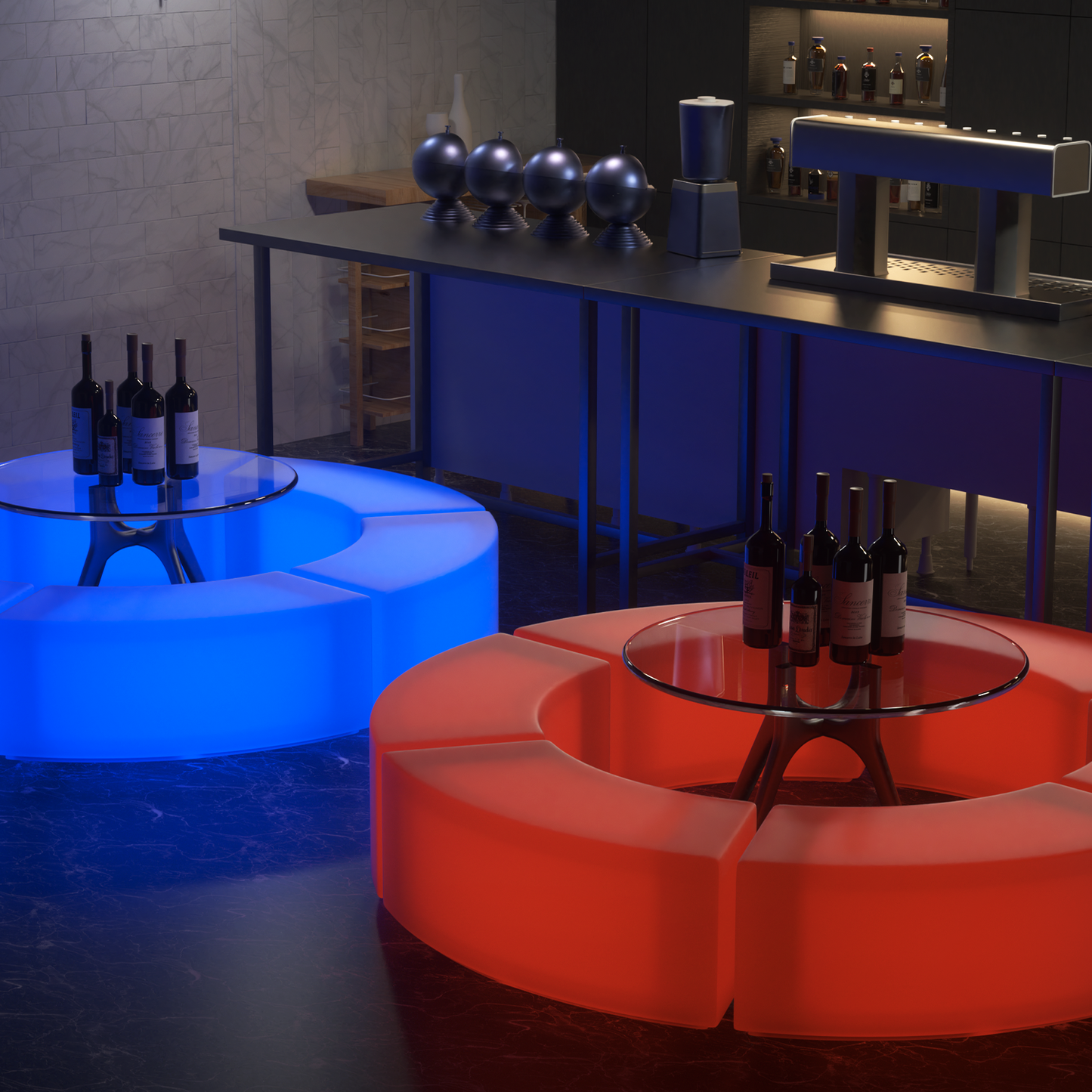 LED - Chair - Curved Bench - 16 Colors Remote Control