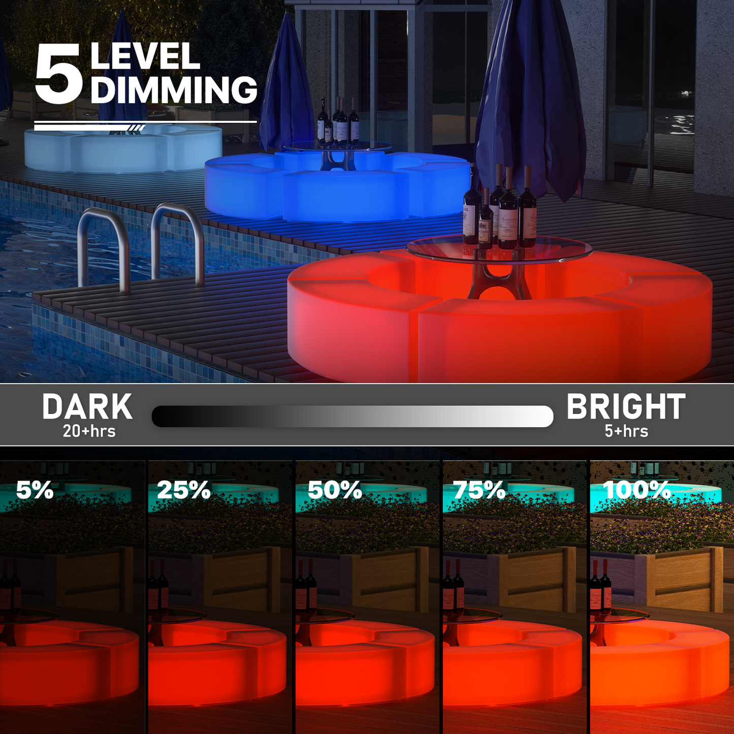 LED - Chair - Curved Bench - 16 Colors Remote Control