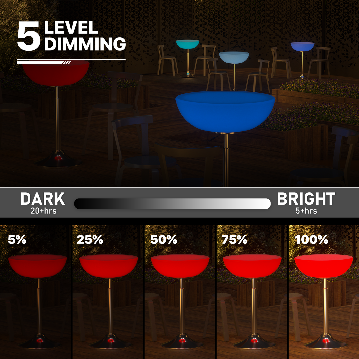 LED - Table - Semicircle - Adjustable Height - 16 Colors Remote Control