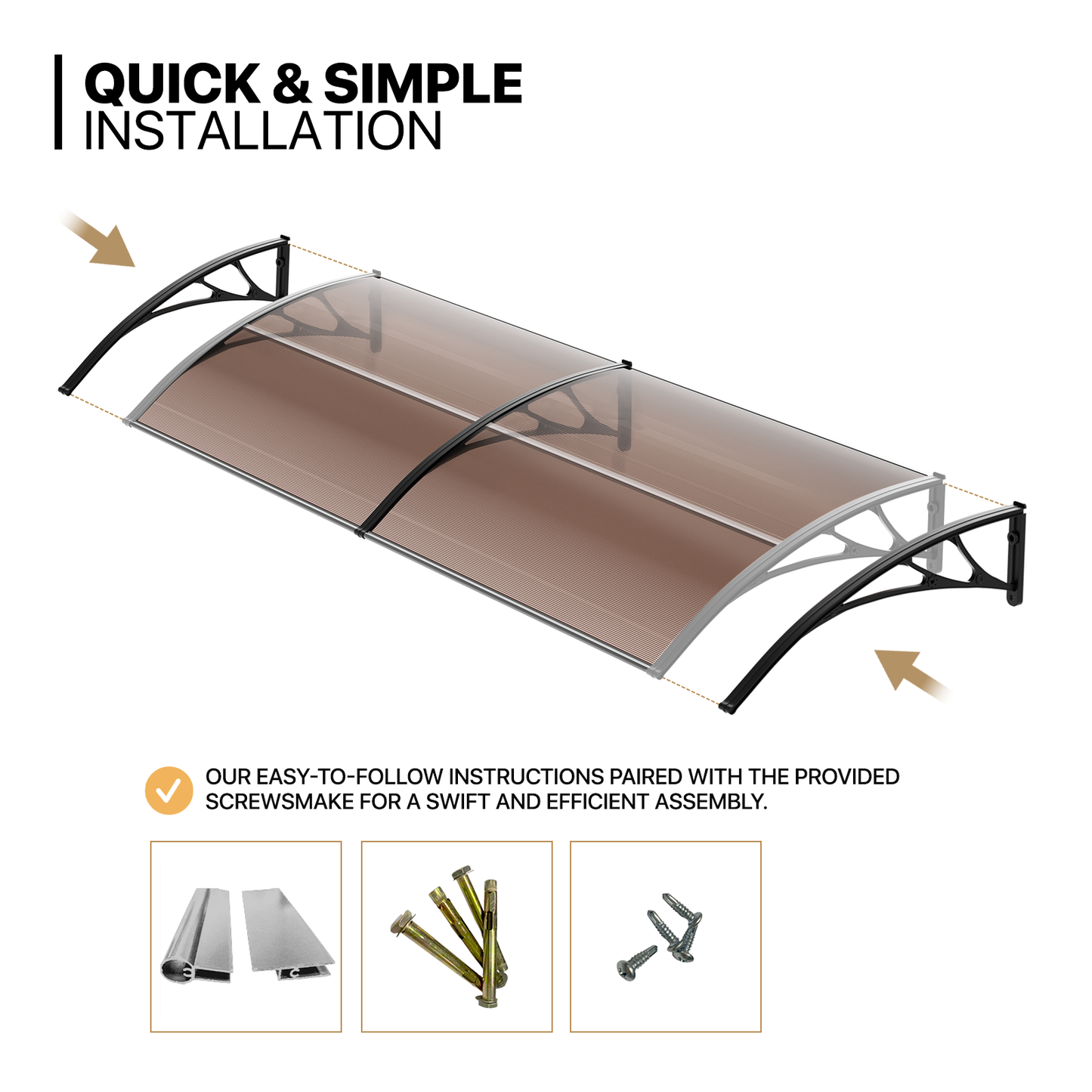 Patio Door Awning Window Rain Protection Shelter Sunshade Canopy