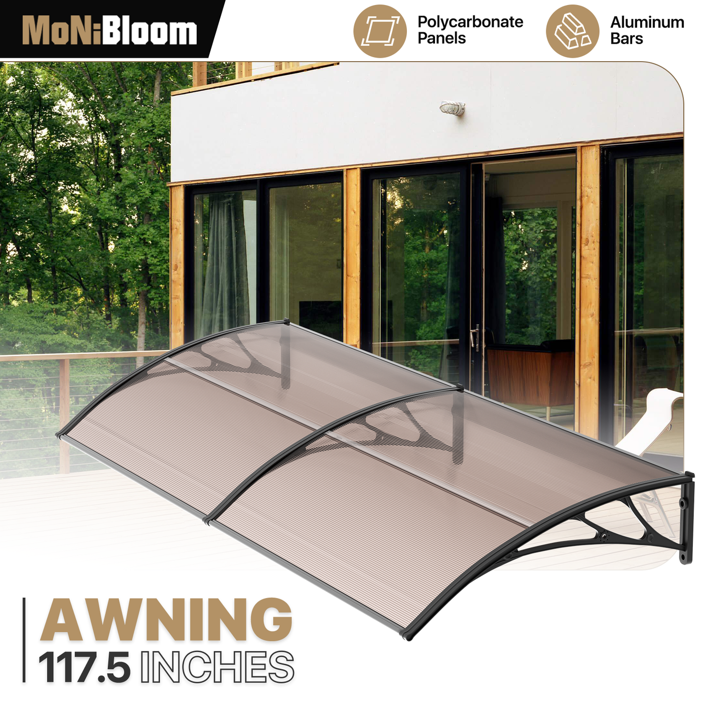 Patio Door Awning Window Rain Protection Shelter Sunshade Canopy