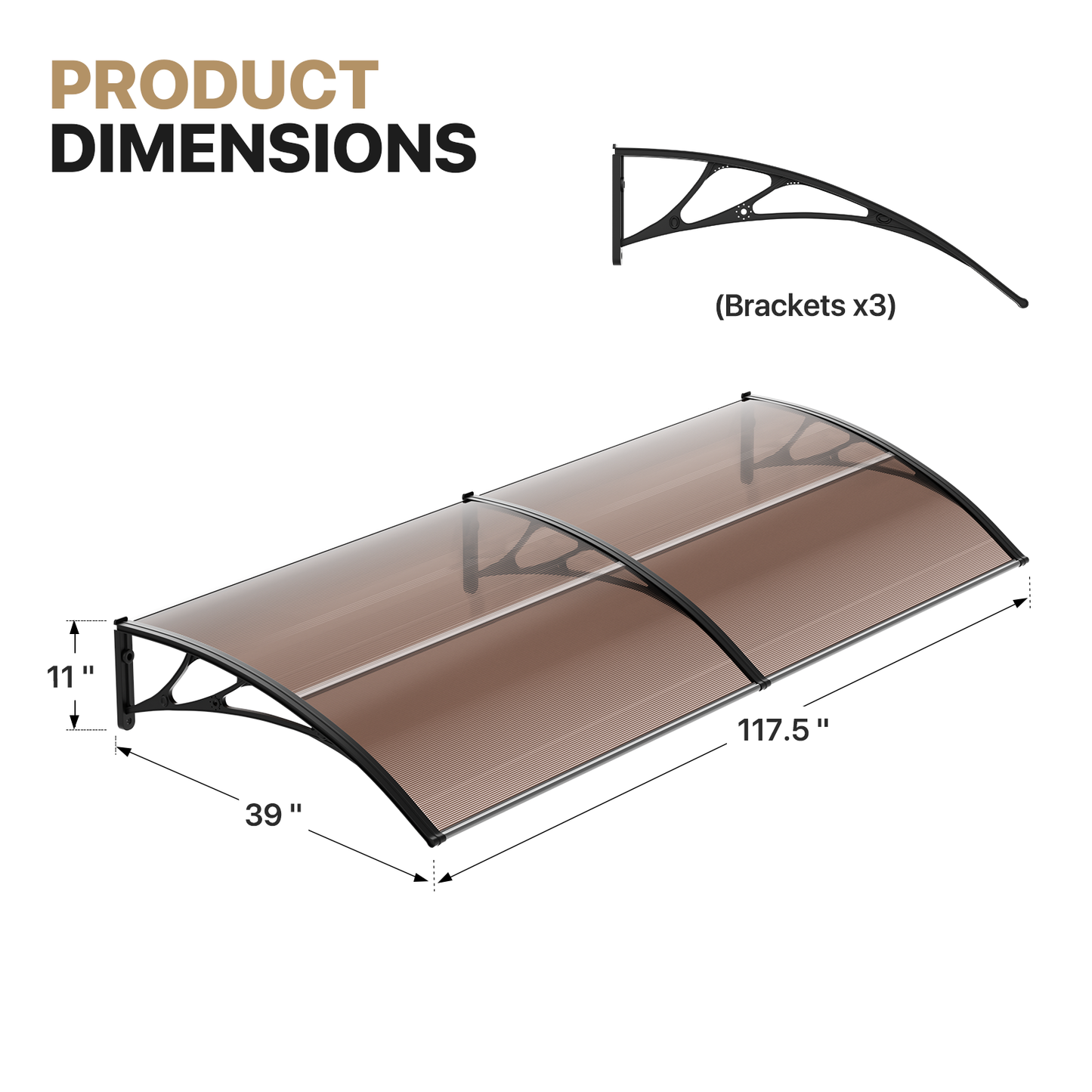 Patio Door Awning Window Rain Protection Shelter Sunshade Canopy