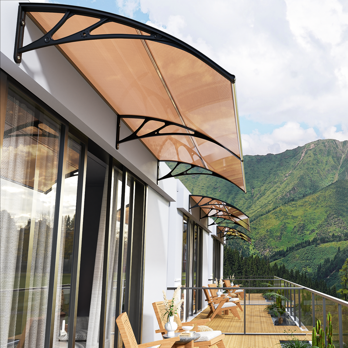 Patio Door Awning Window Rain Protection Shelter Sunshade Canopy