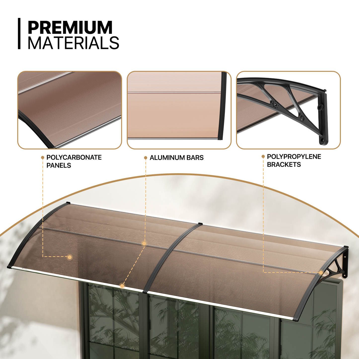 Patio Door Awning Window Rain Protection Shelter Sunshade Canopy