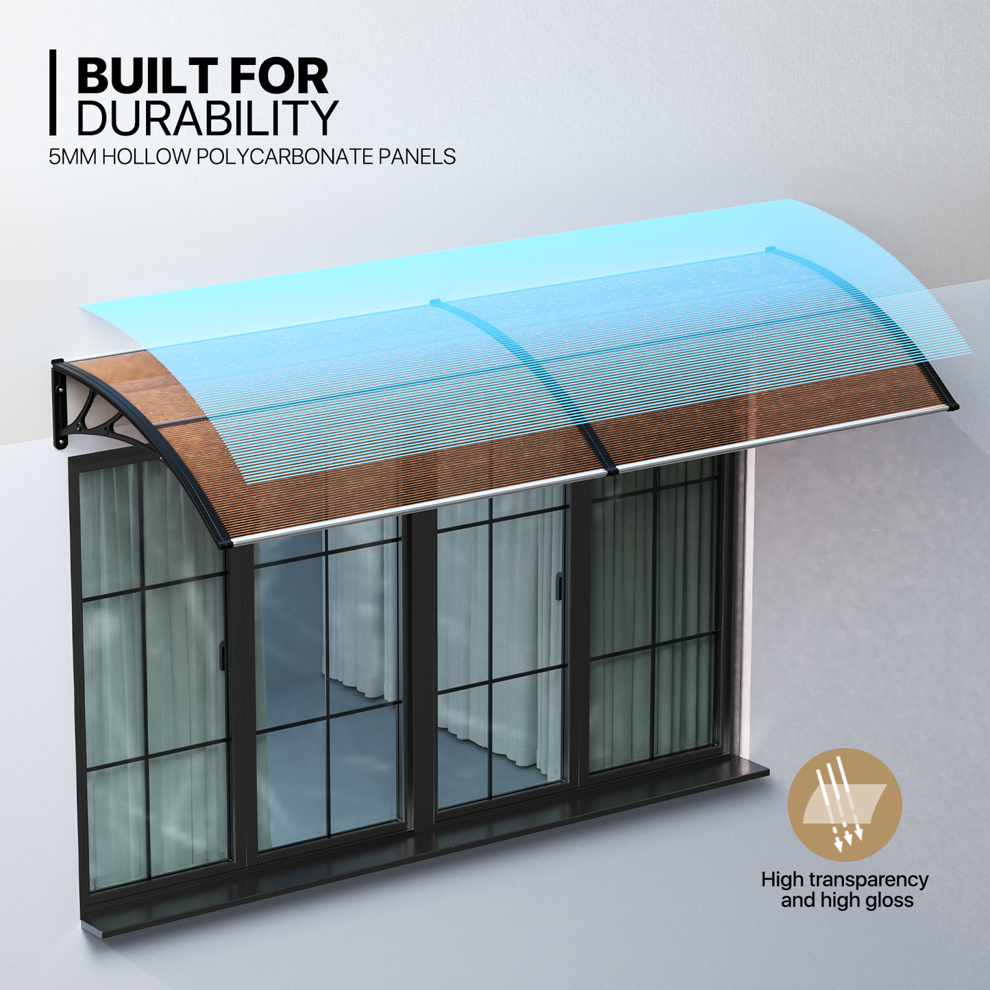 Patio Door Awning Window Rain Protection Shelter Sunshade Canopy