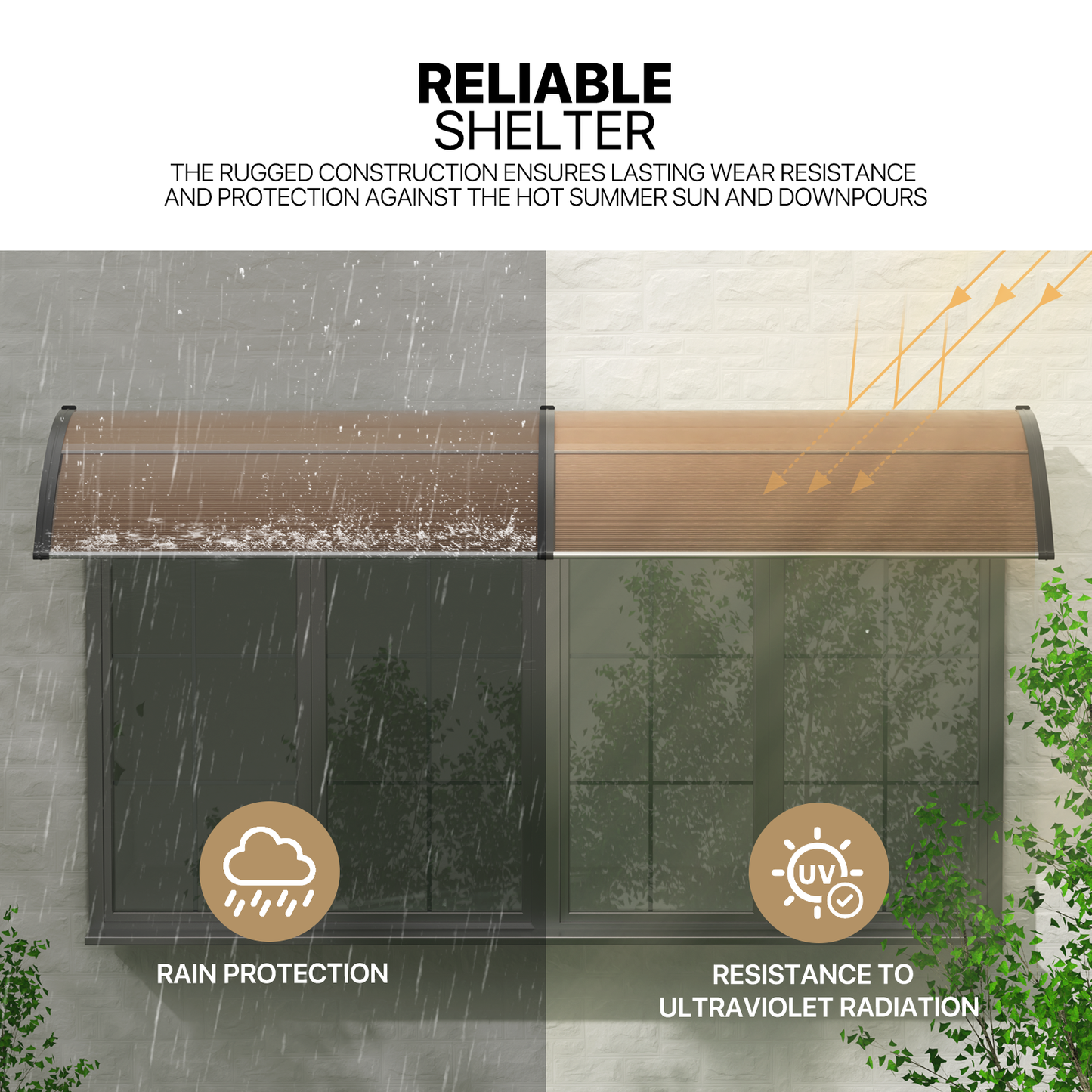 Patio Door Awning Window Rain Protection Shelter Sunshade Canopy