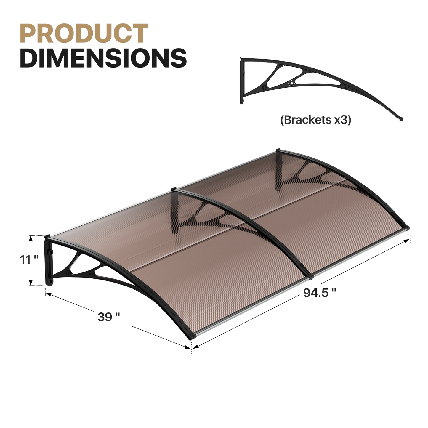 Patio Door Awning Window Rain Protection Shelter Sunshade Canopy