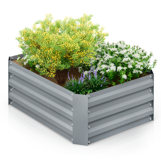 31.5"x24"x12" Patio Metal Raised Garden Bed Kit Vegetable Flower Planter Box