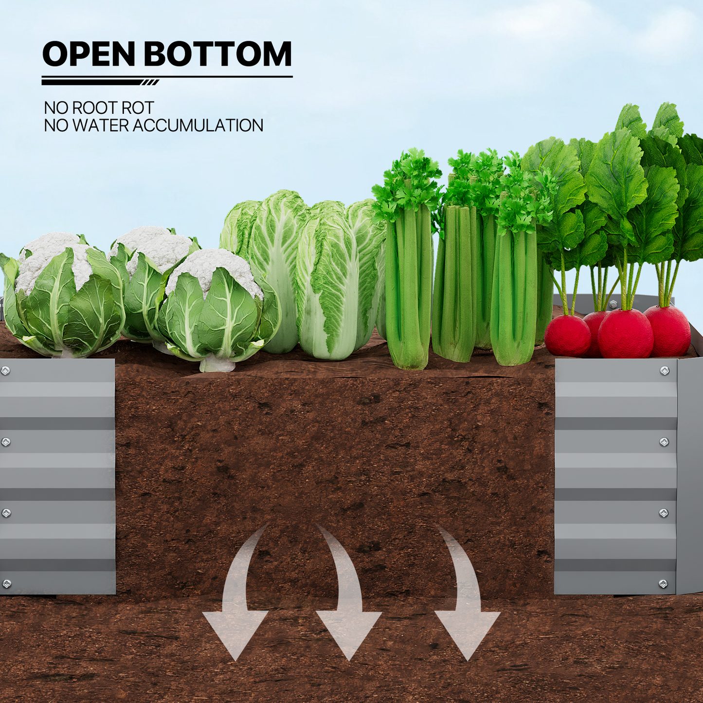 12" H Patio Metal Raised Garden Bed Kit Vegetable Flower Planter 39.5" Square Box
