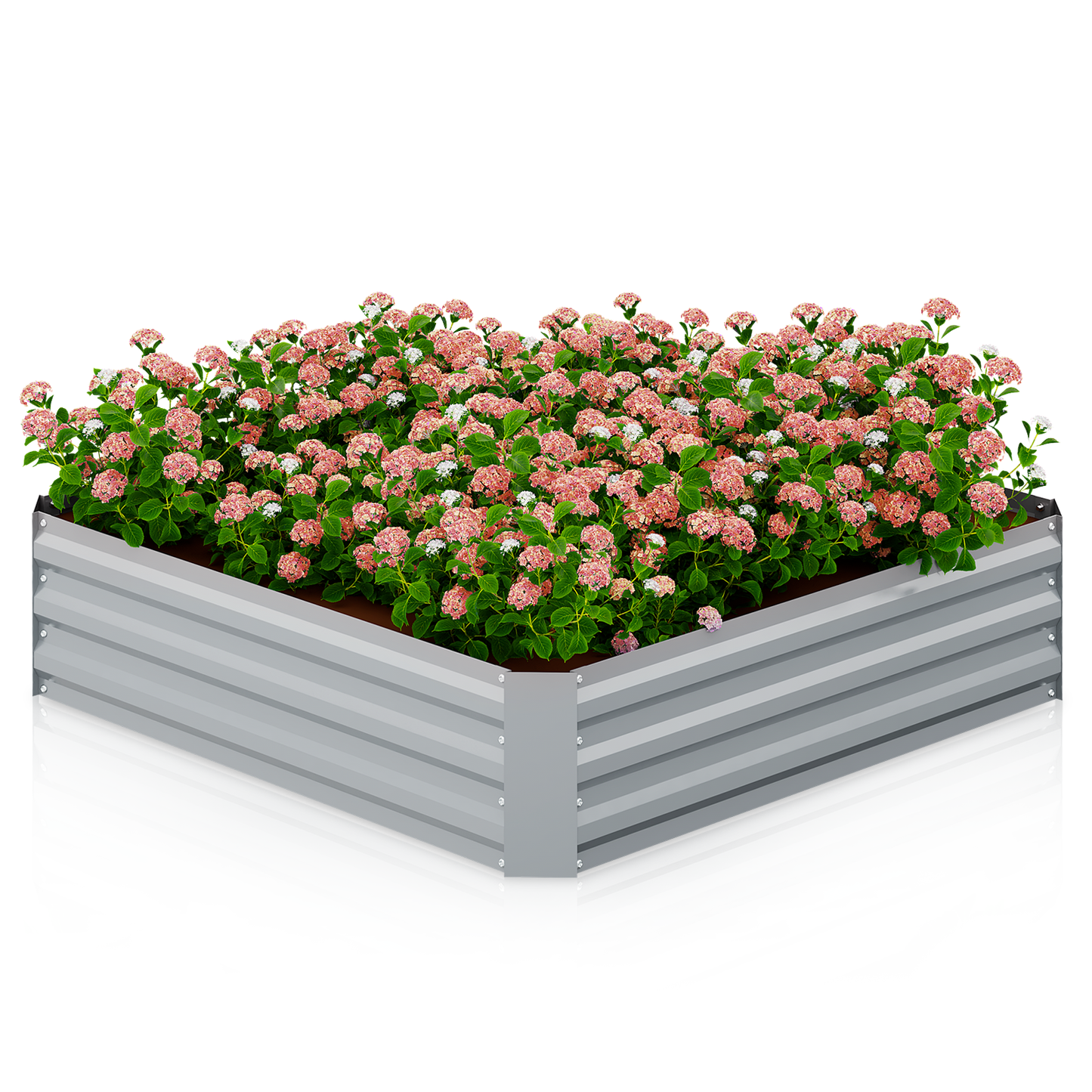 12" H Patio Metal Raised Garden Bed Kit Vegetable Flower Planter 48.5" Square Box