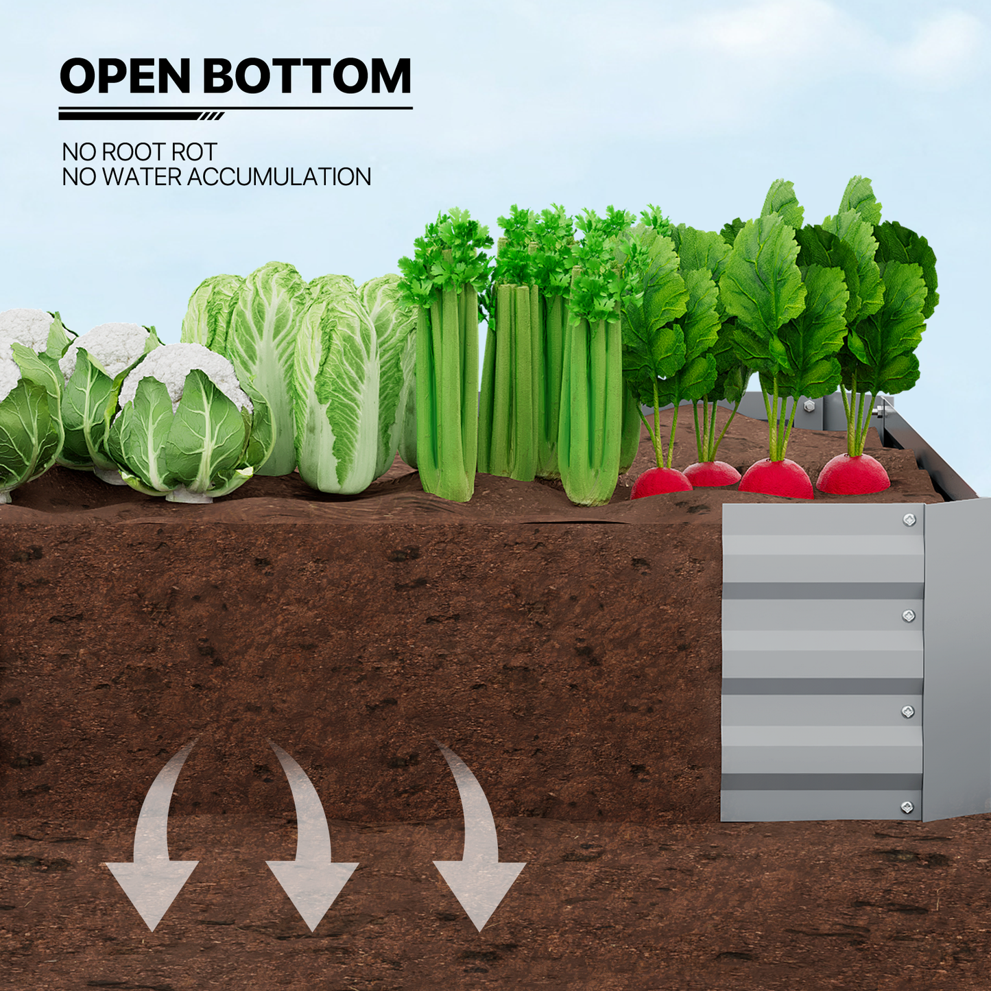 12" H Patio Metal Raised Garden Bed Kit Vegetable Flower Planter 48.5" Square Box