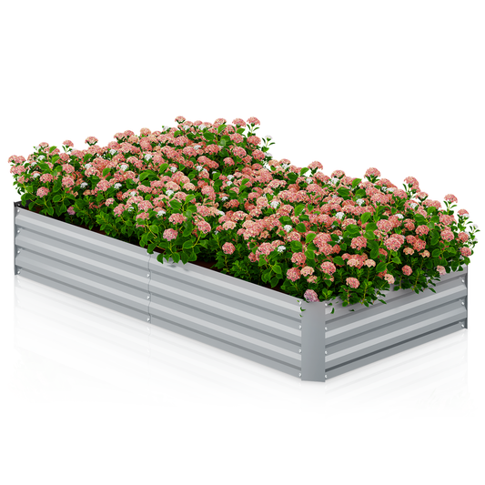 71"x35.5"x12" Outdoor Metal Raised Garden Bed Kit Vegetable Flower Planter Box