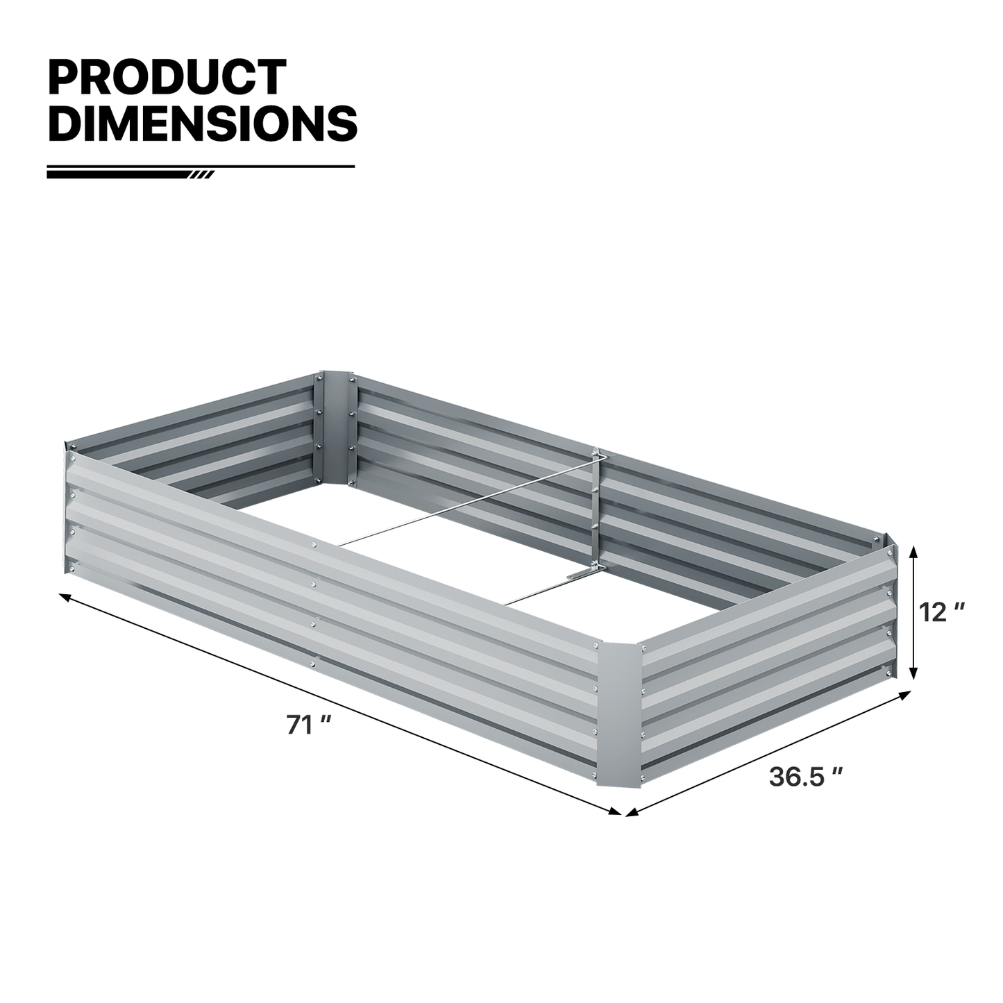 71"x35.5"x12" Outdoor Metal Raised Garden Bed Kit Vegetable Flower Planter Box