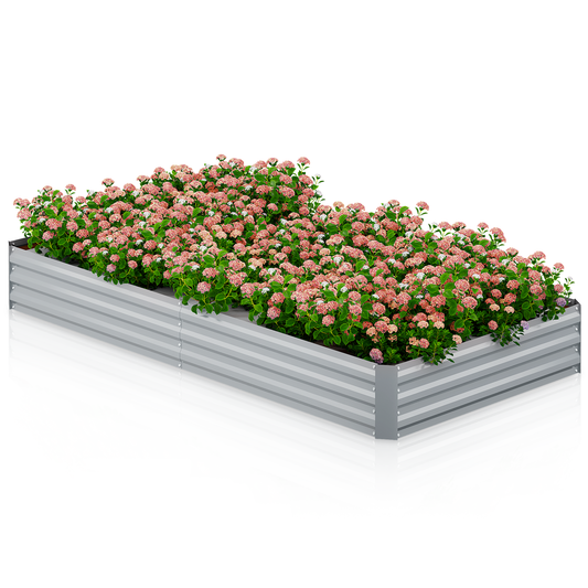 94.5"x47"x12" Outdoor Metal Raised Garden Bed Kit Vegetable Flower Planter Box