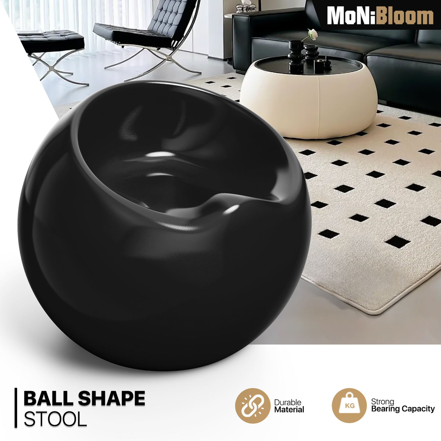Outdoor Living Room Patio Night Club Bar Cocktail Kid Pouf Chair Ball Seat Black