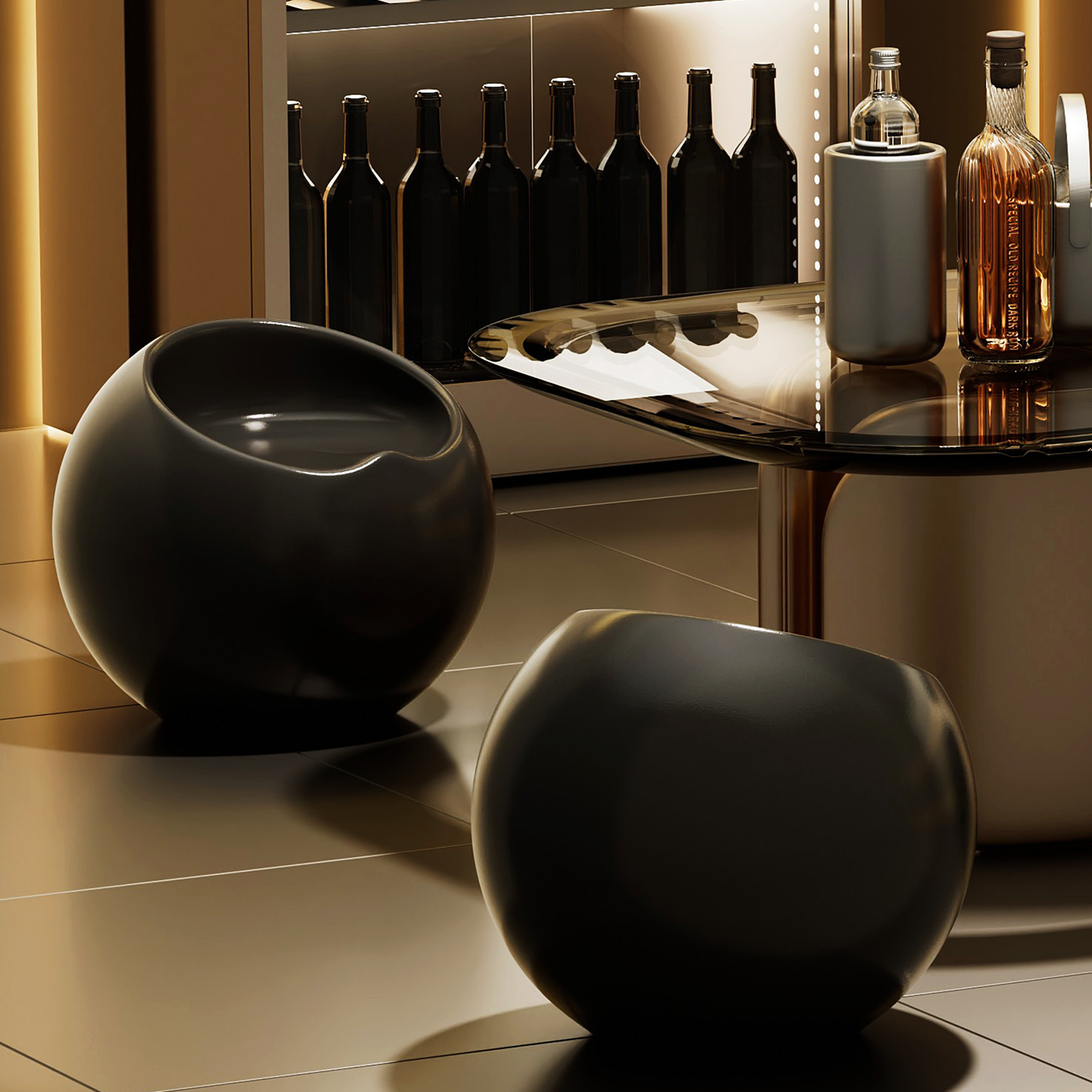 Outdoor Living Room Patio Night Club Bar Cocktail Kid Pouf Chair Ball Seat Black