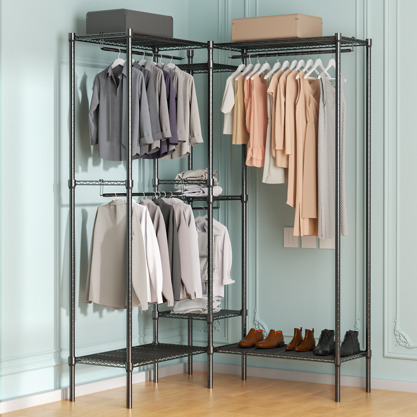Carbon Steel Adjustable Clothes Rack - 67'' Length