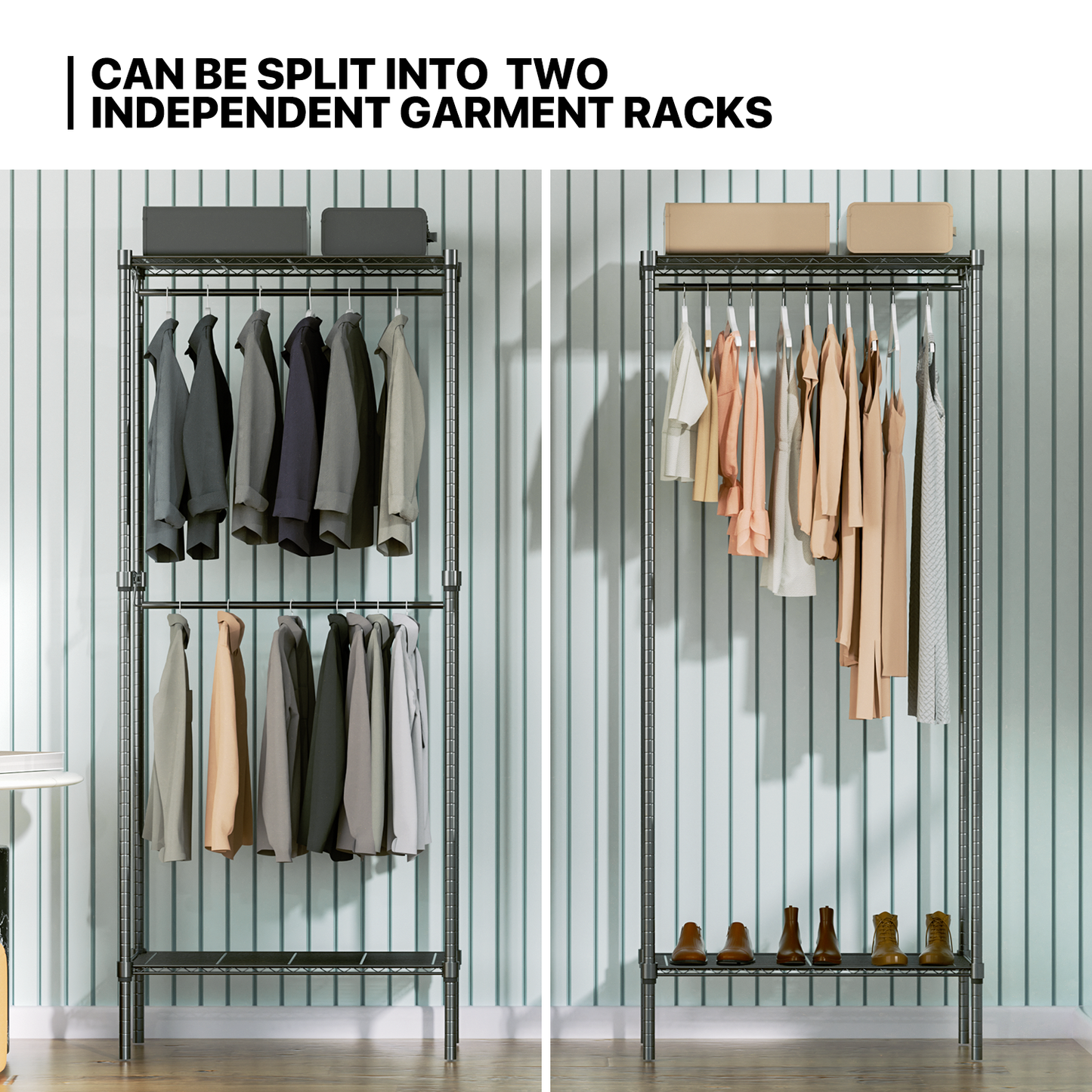 Carbon Steel Adjustable Clothes Rack - 67'' Length