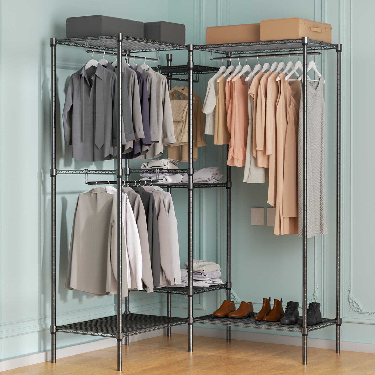 Carbon Steel Adjustable Clothes Rack - 71'' Length