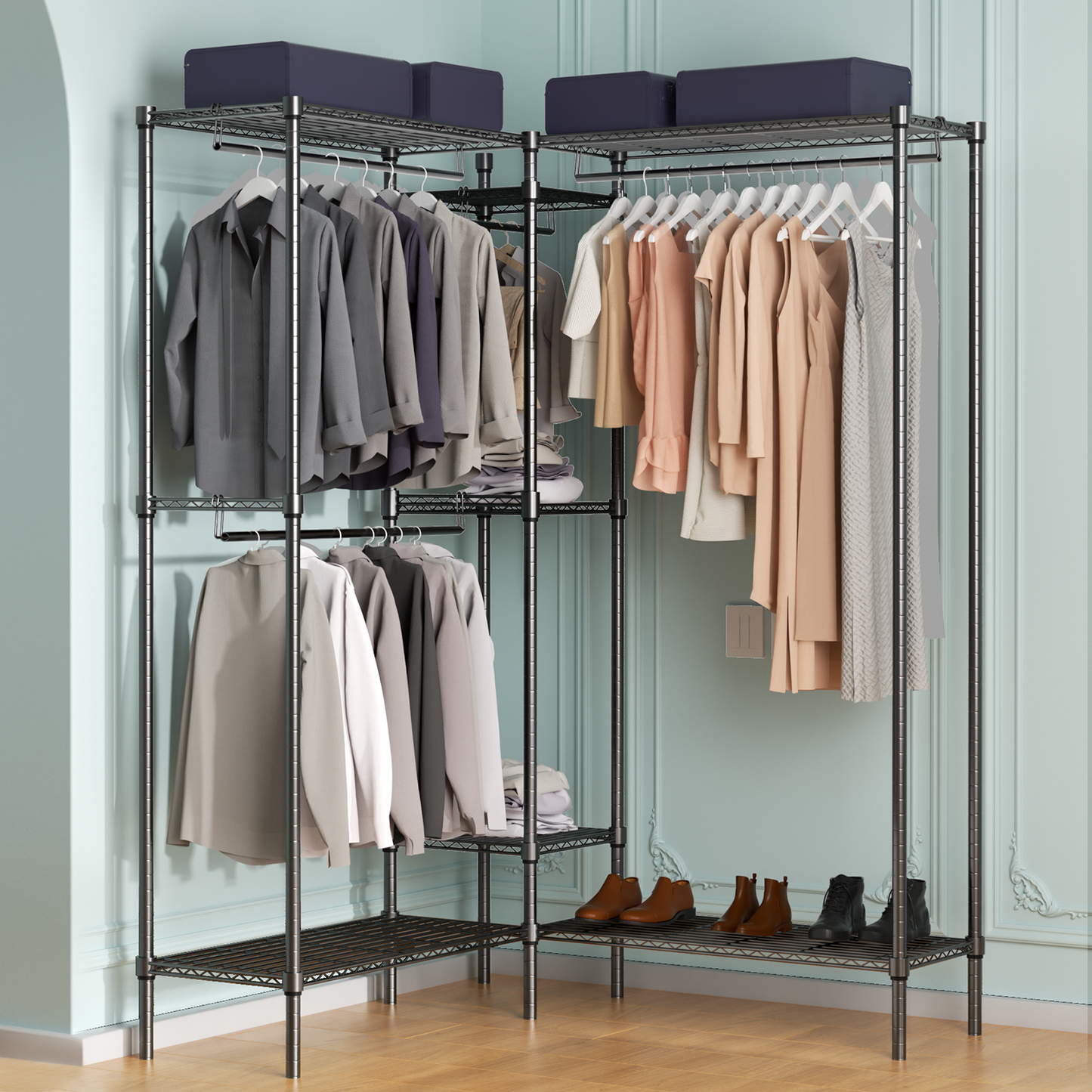 Carbon Steel Adjustable Clothes Rack - 75'' Length