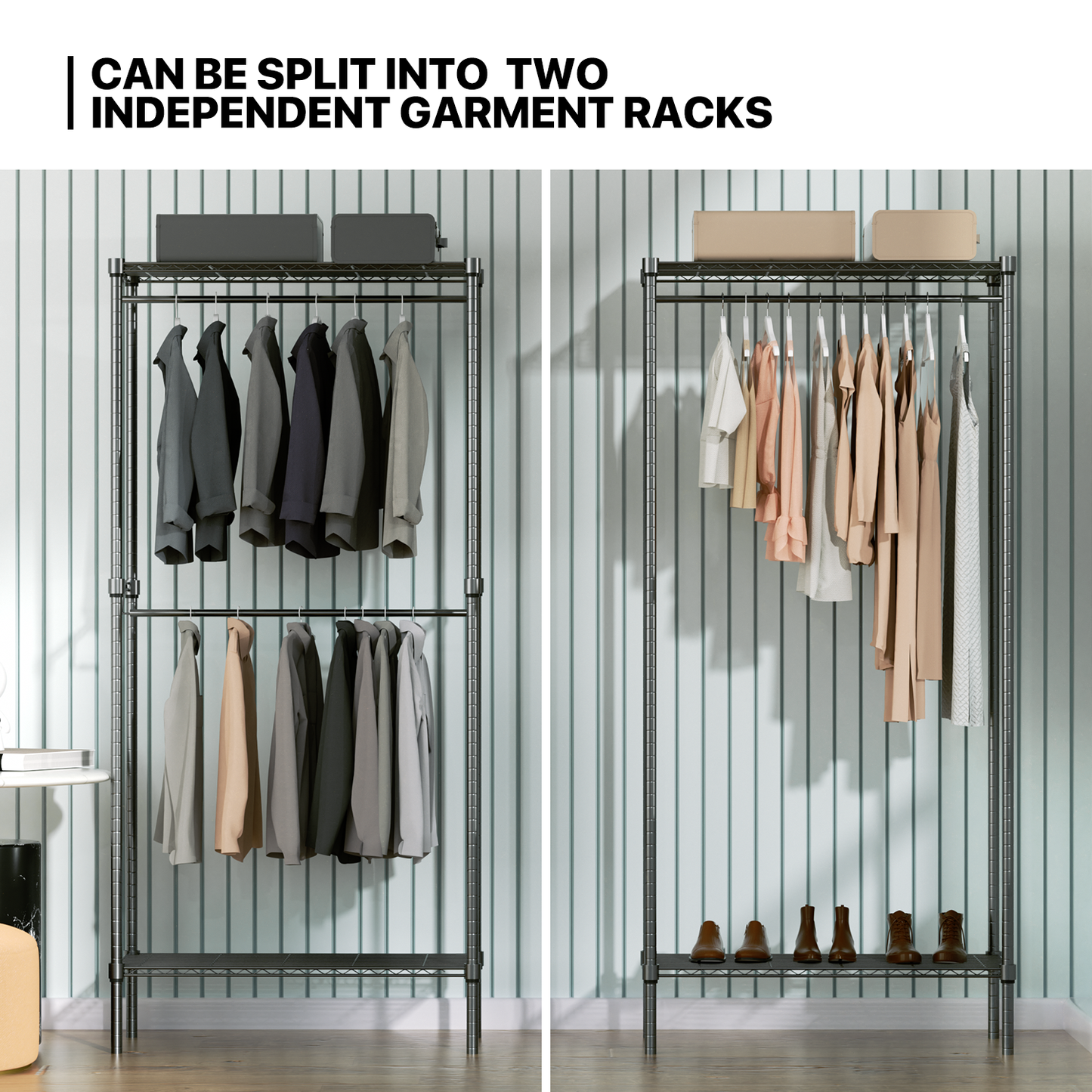 Carbon Steel Adjustable Clothes Rack - 75'' Length