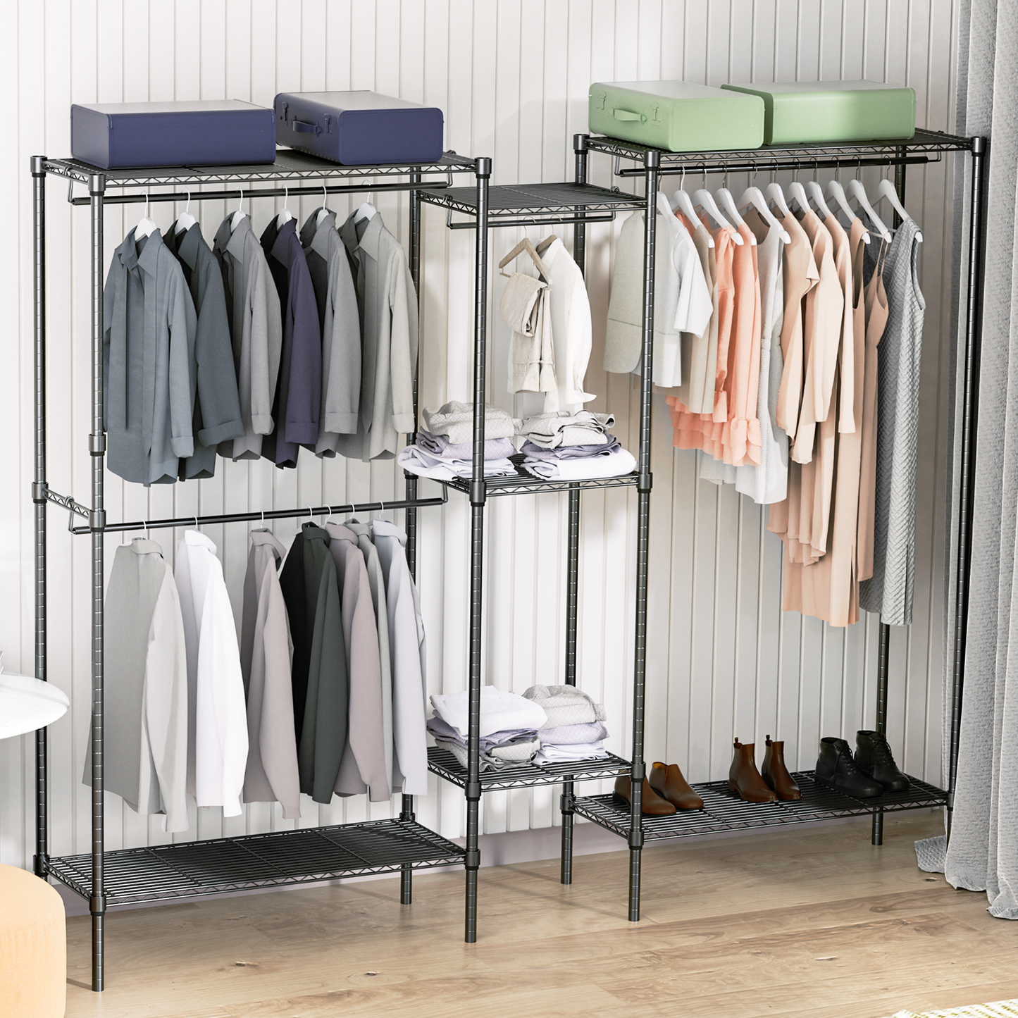 Carbon Steel Adjustable Clothes Rack - 83'' Length