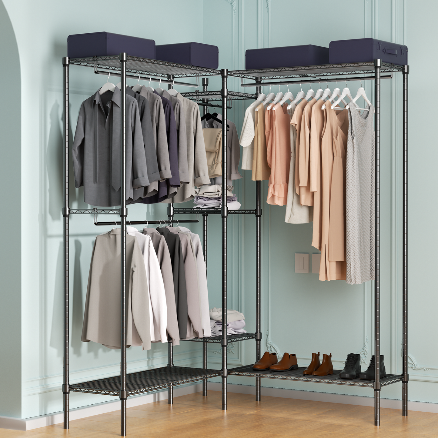 Carbon Steel Adjustable Clothes Rack - 83'' Length