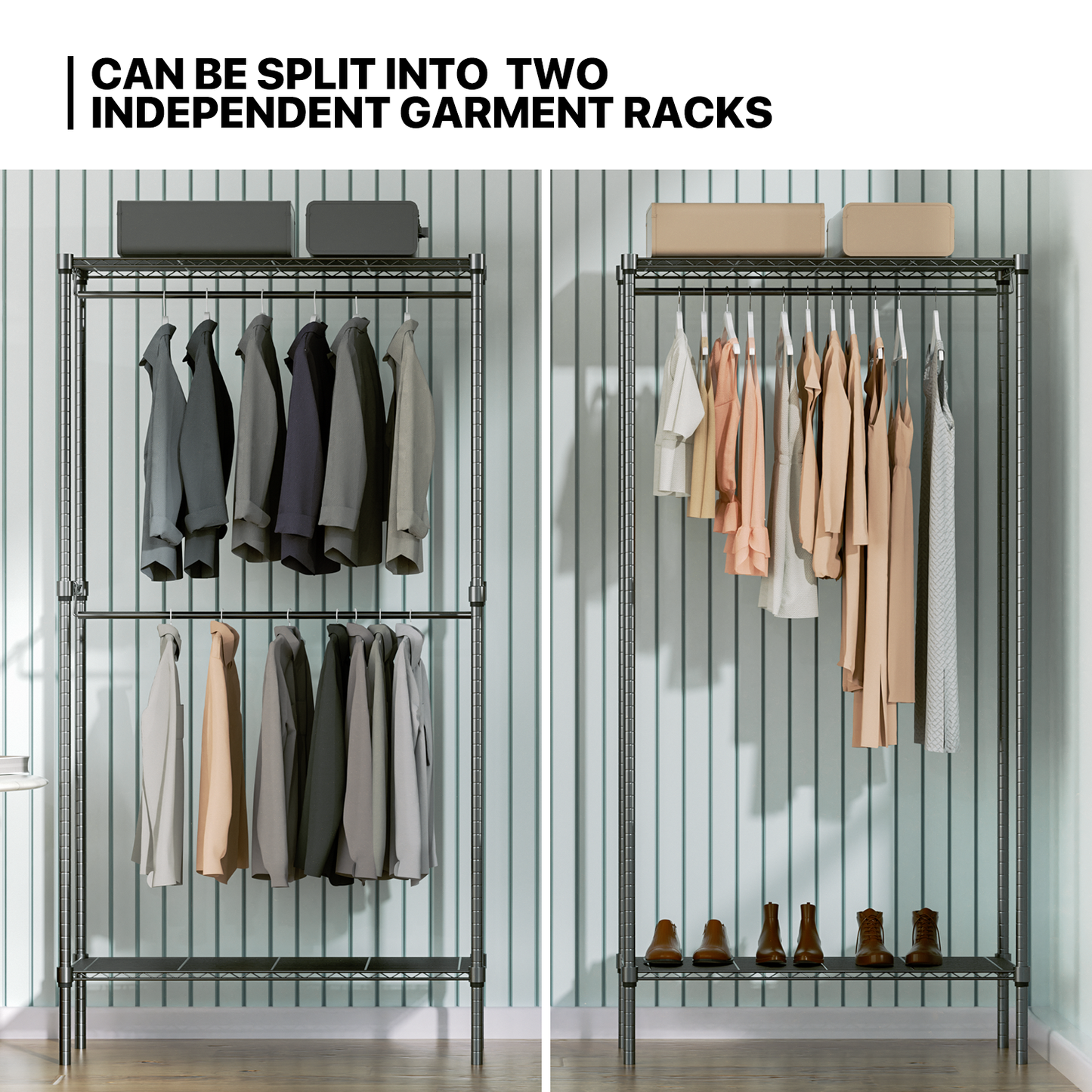 Carbon Steel Adjustable Clothes Rack - 83'' Length