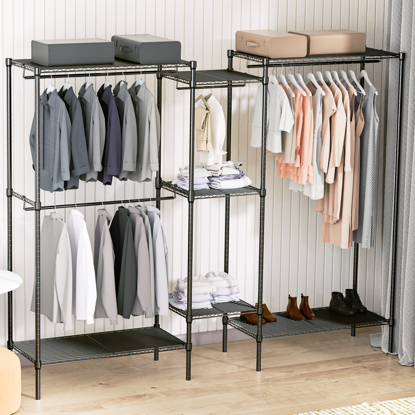 Carbon Steel Adjustable Clothes Rack - 87'' Length