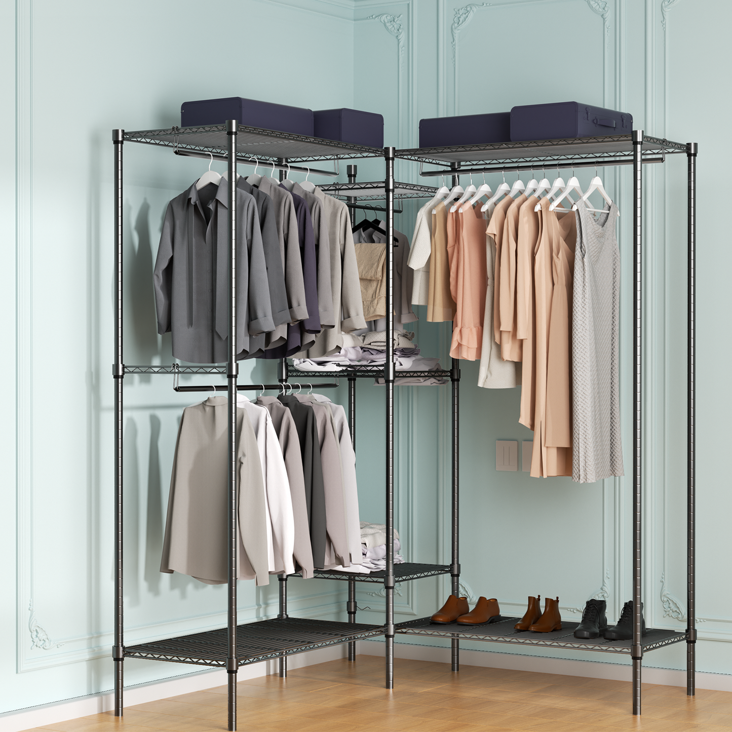 Carbon Steel Adjustable Clothes Rack - 87'' Length