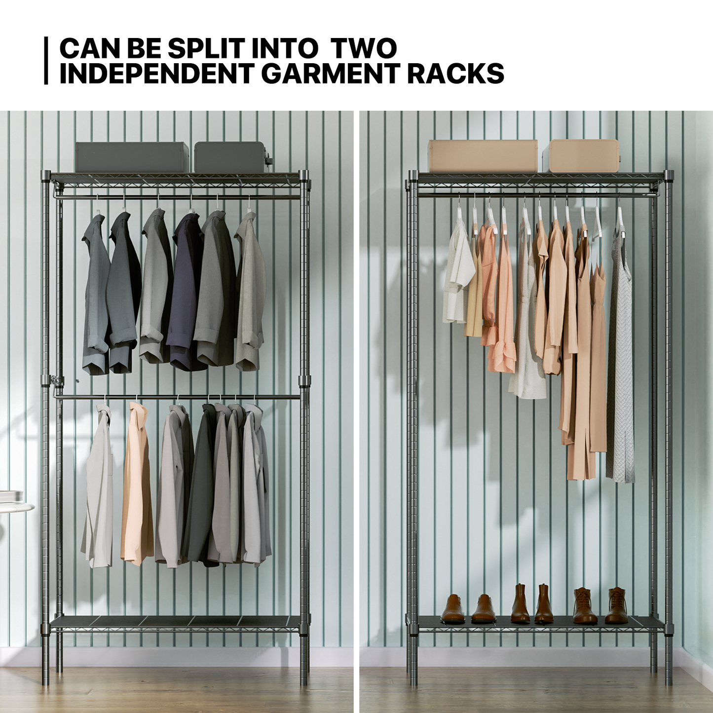 Carbon Steel Adjustable Clothes Rack - 87'' Length