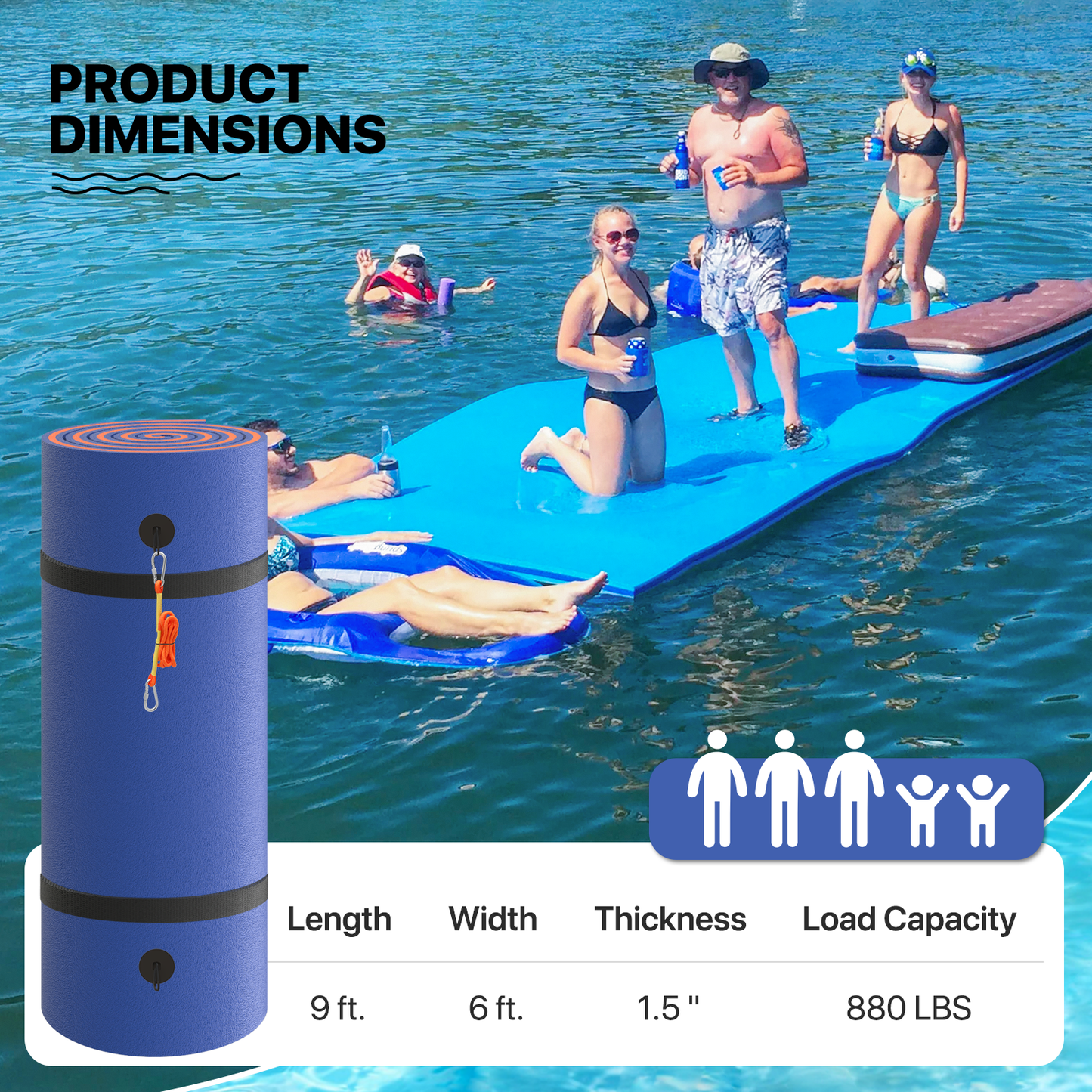 9 * 6 ft Water Floating Mat