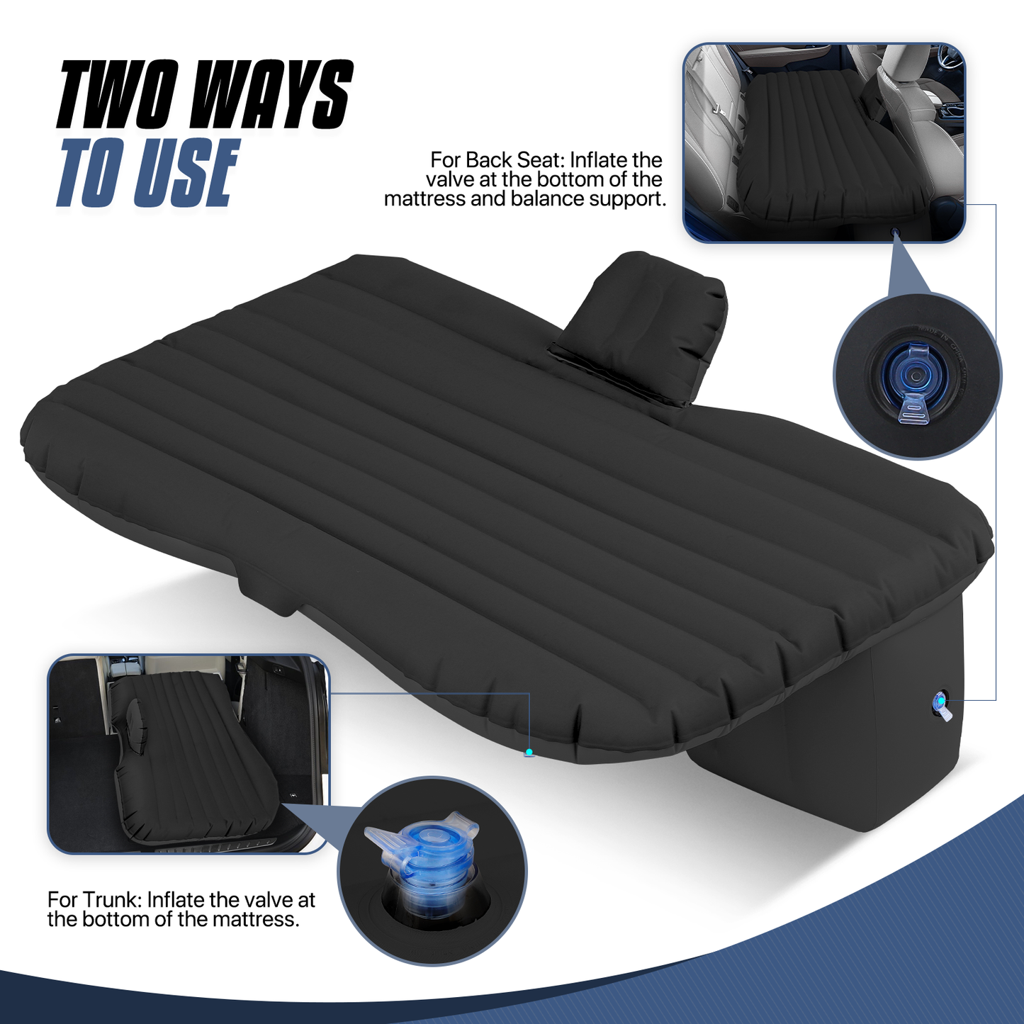 PVC Inflatable Car Mattress -52''*30''*12''