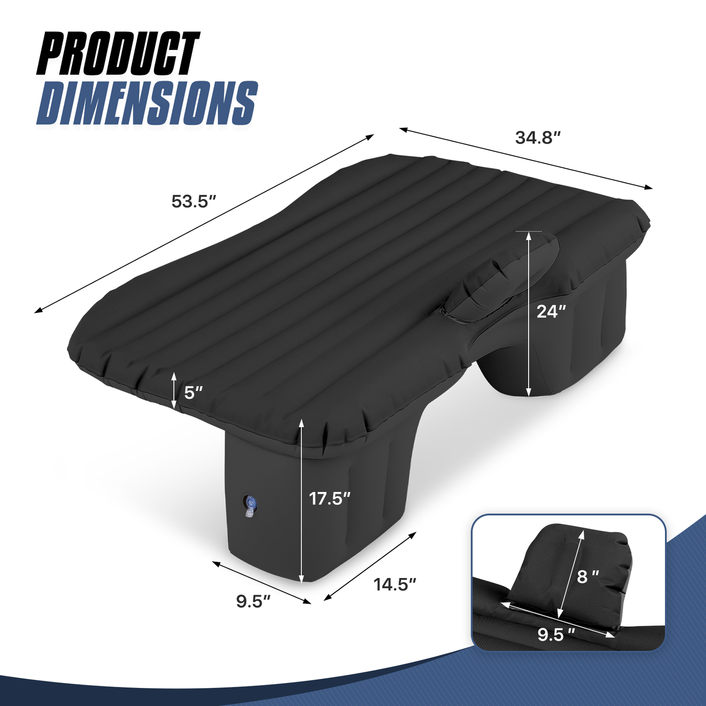 PVC Inflatable Car Mattress -52''*30''*12''