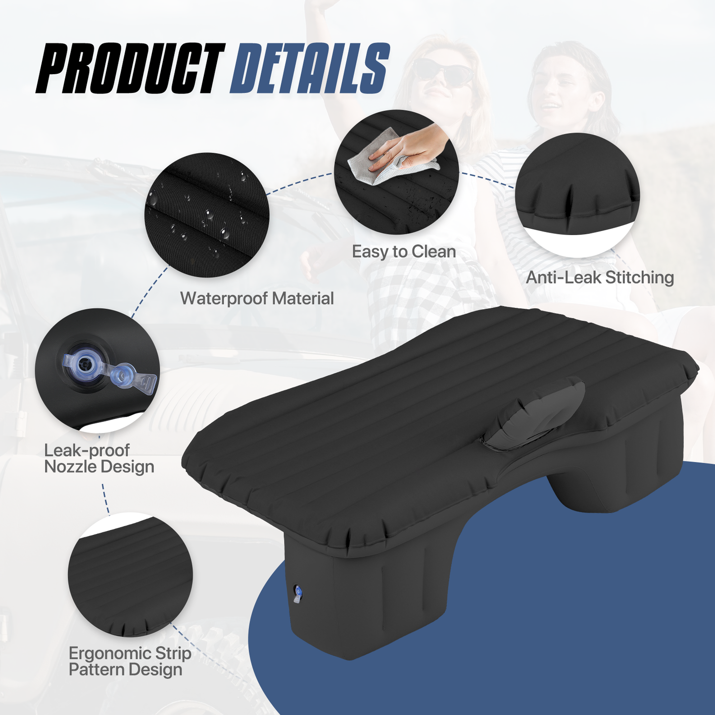 PVC Inflatable Car Mattress -52''*30''*12''