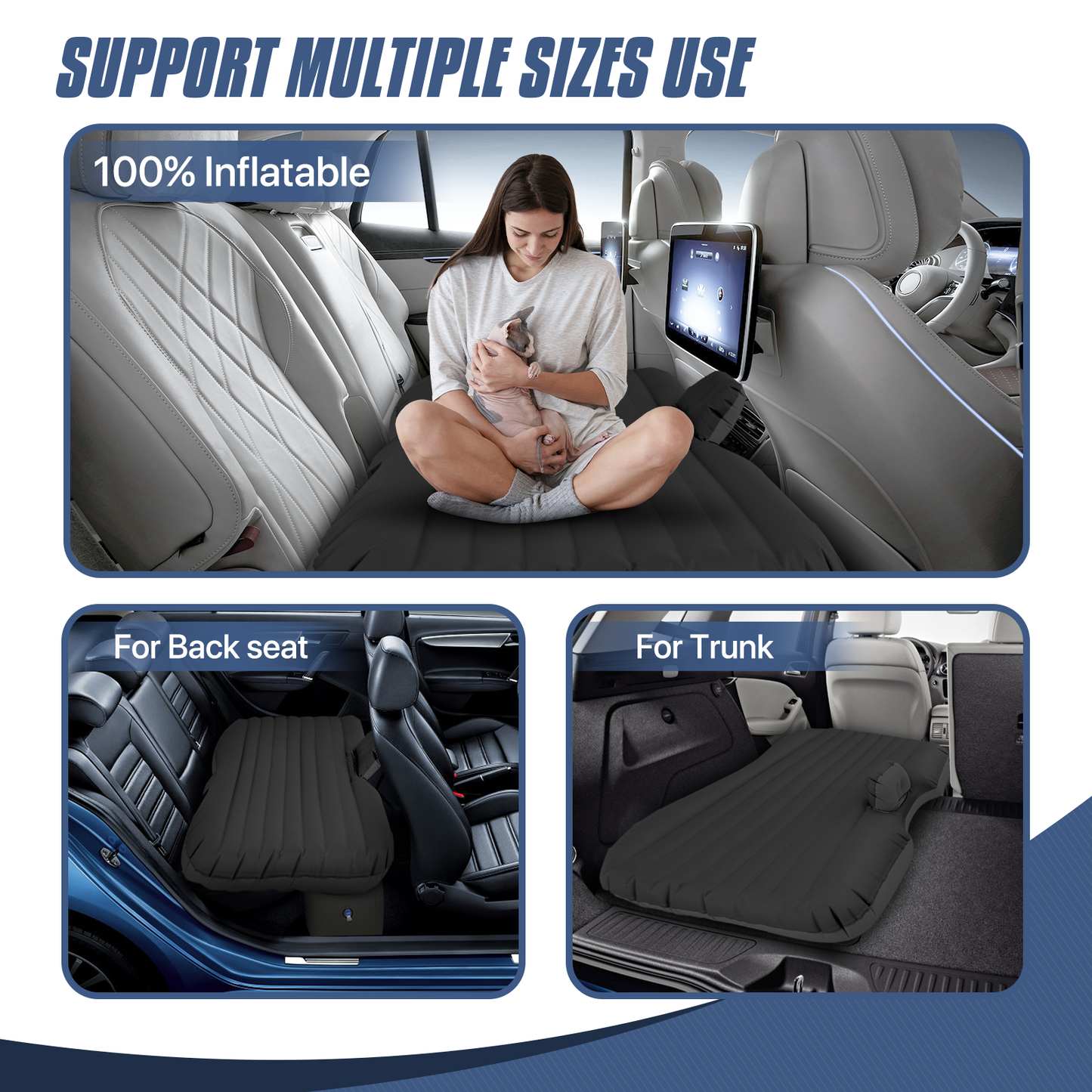 PVC Inflatable Car Mattress -52''*30''*12''