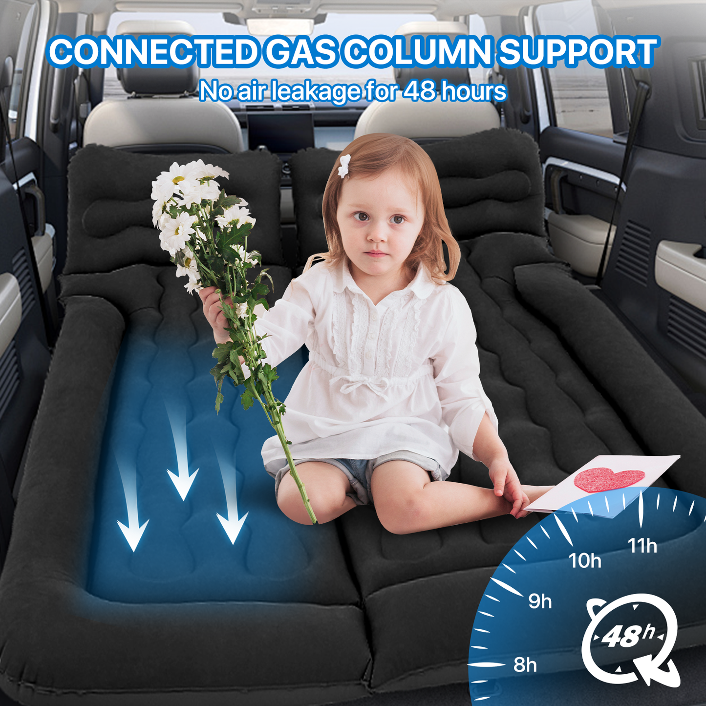 Flocking Surface Inflatable Car Mattress - 53''*50''*15''