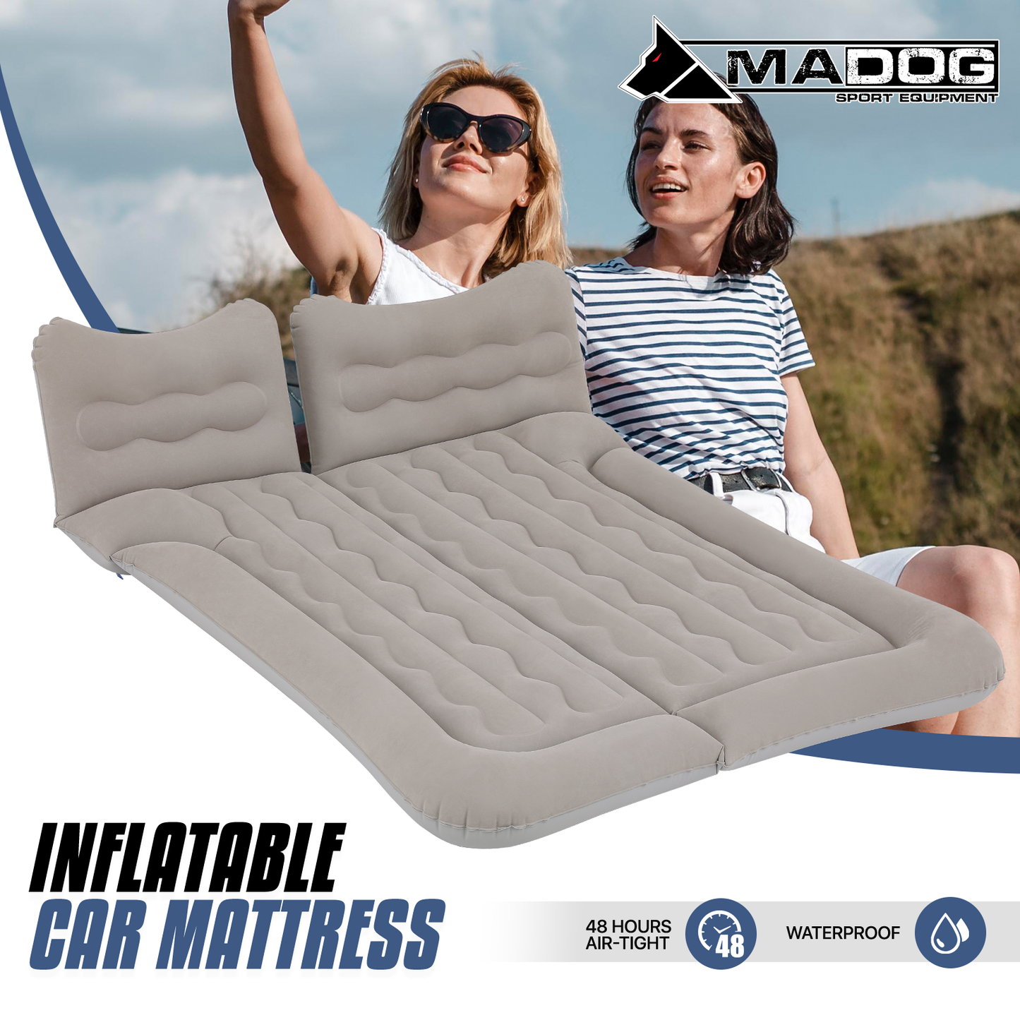 Flocking Surface Inflatable Car Mattress - 53''*50''*15''