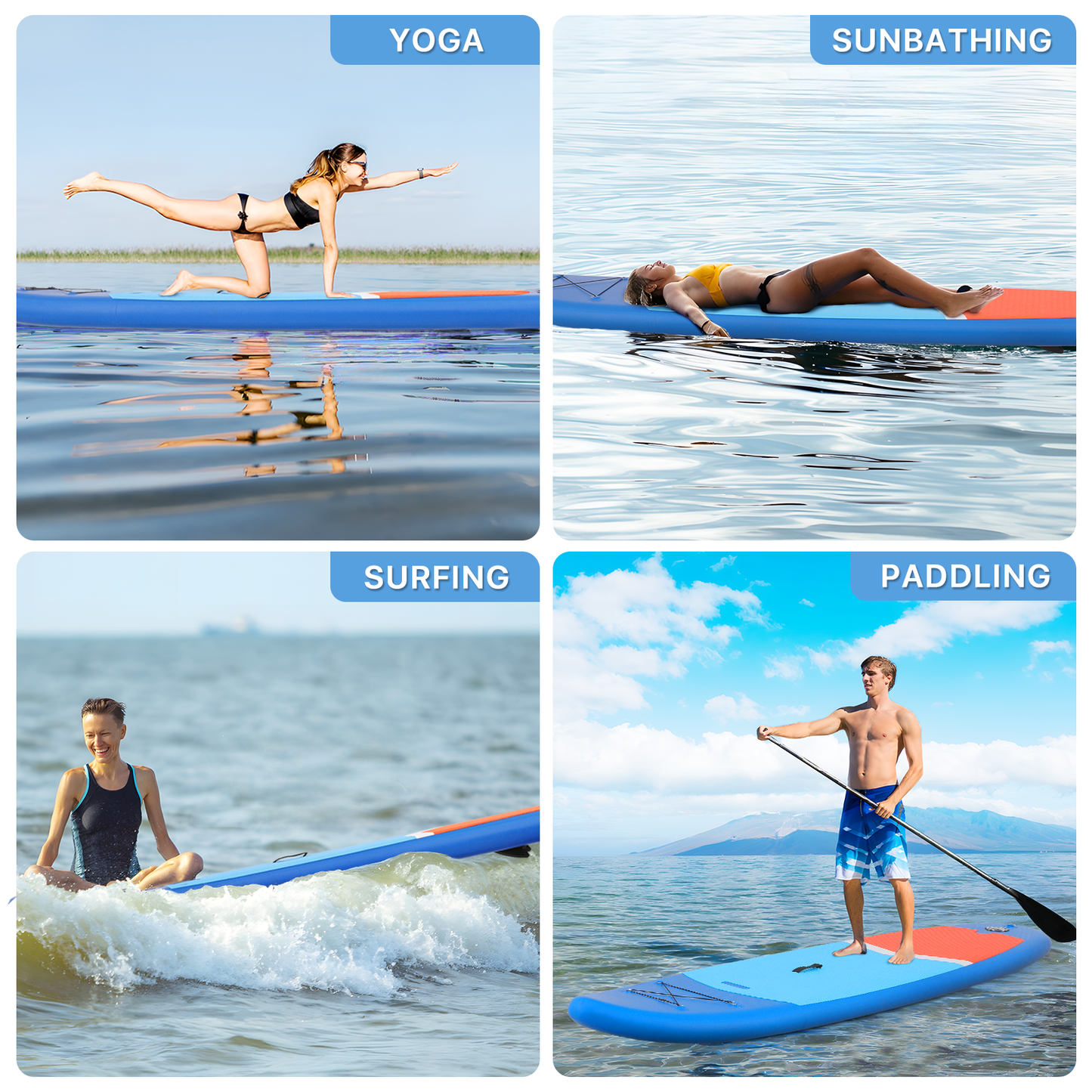 10.5ft Stand Up Paddle Board - PVC Material -Displacement 330L, Max Load Capacity 333 lb, Max Air Pressure 15PSI