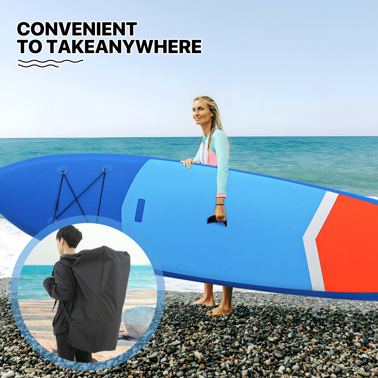 10.5ft Stand Up Paddle Board - PVC Material -Displacement 330L, Max Load Capacity 333 lb, Max Air Pressure 15PSI